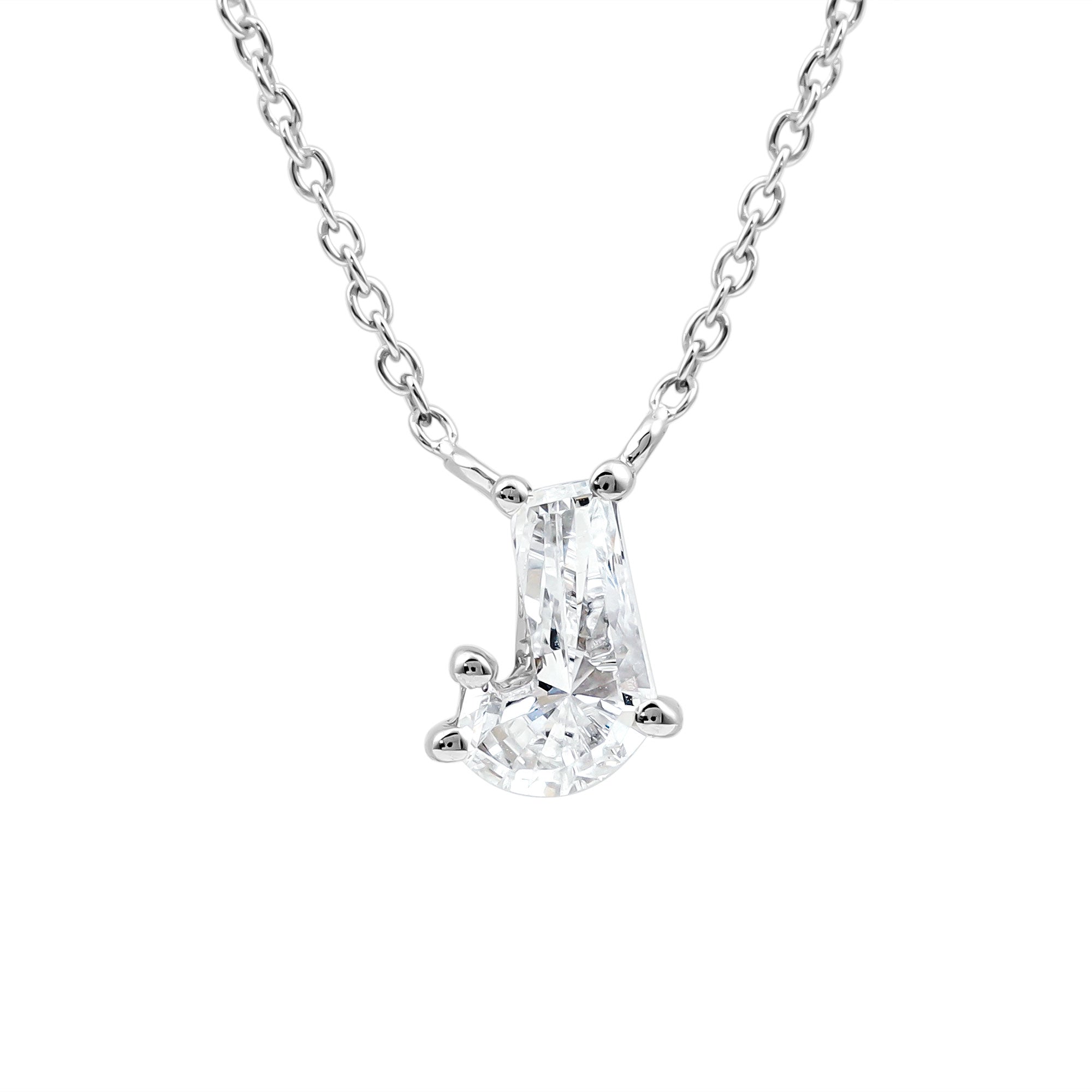 Fancy Cut 2 Carat Lab Grown Diamond J Necklace for Women Lab - ( EF-VS ) - Rosec Jewels