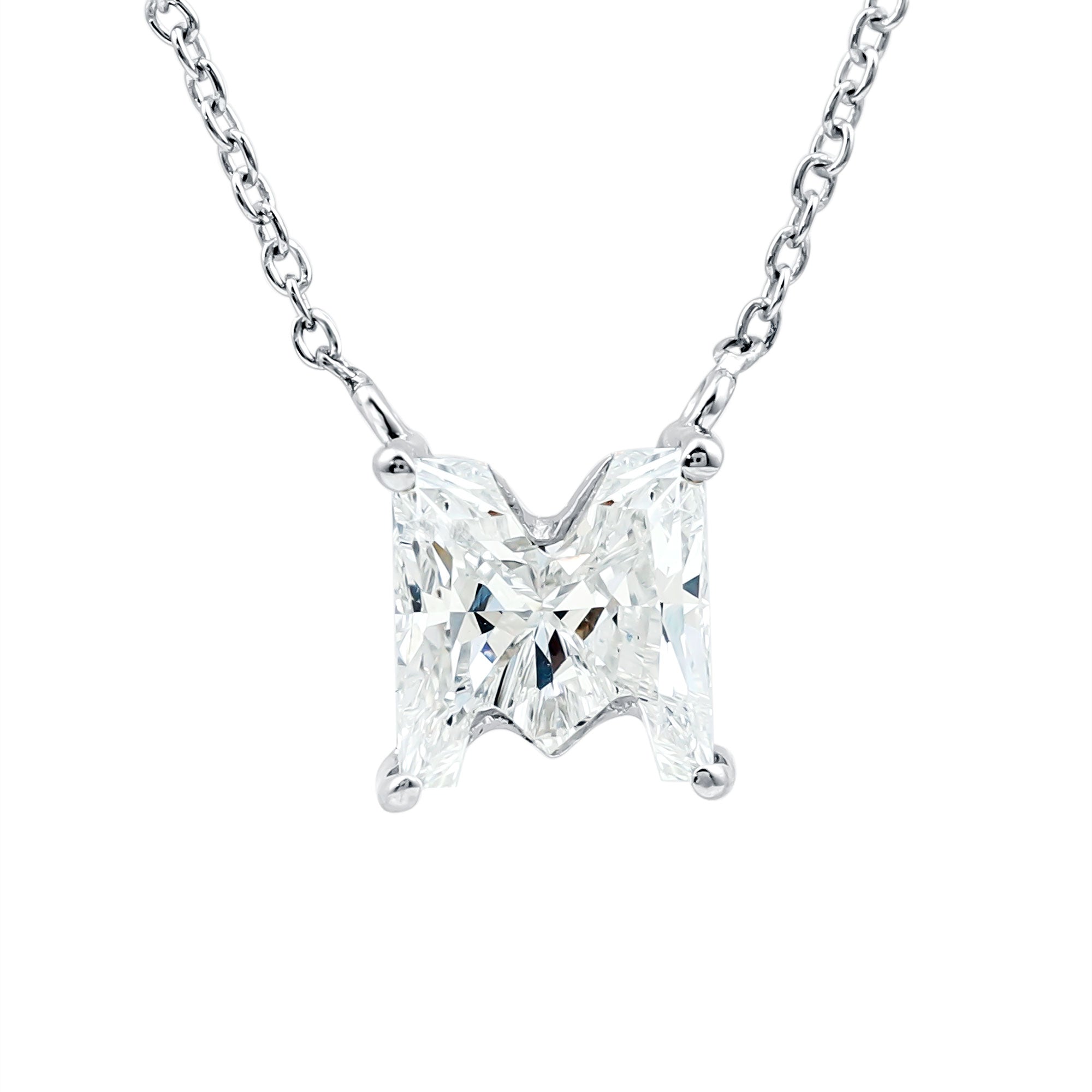 2 Carat Lab Grown Diamond M Letter Necklace for Women Lab - ( EF-VS ) - Rosec Jewels