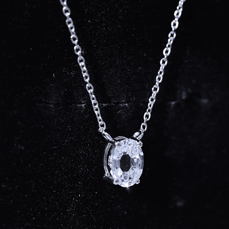Solitaire Lab Grown 2 Carat Diamond Initial O Necklace with Chain Lab - ( EF-VS ) - Rosec Jewels