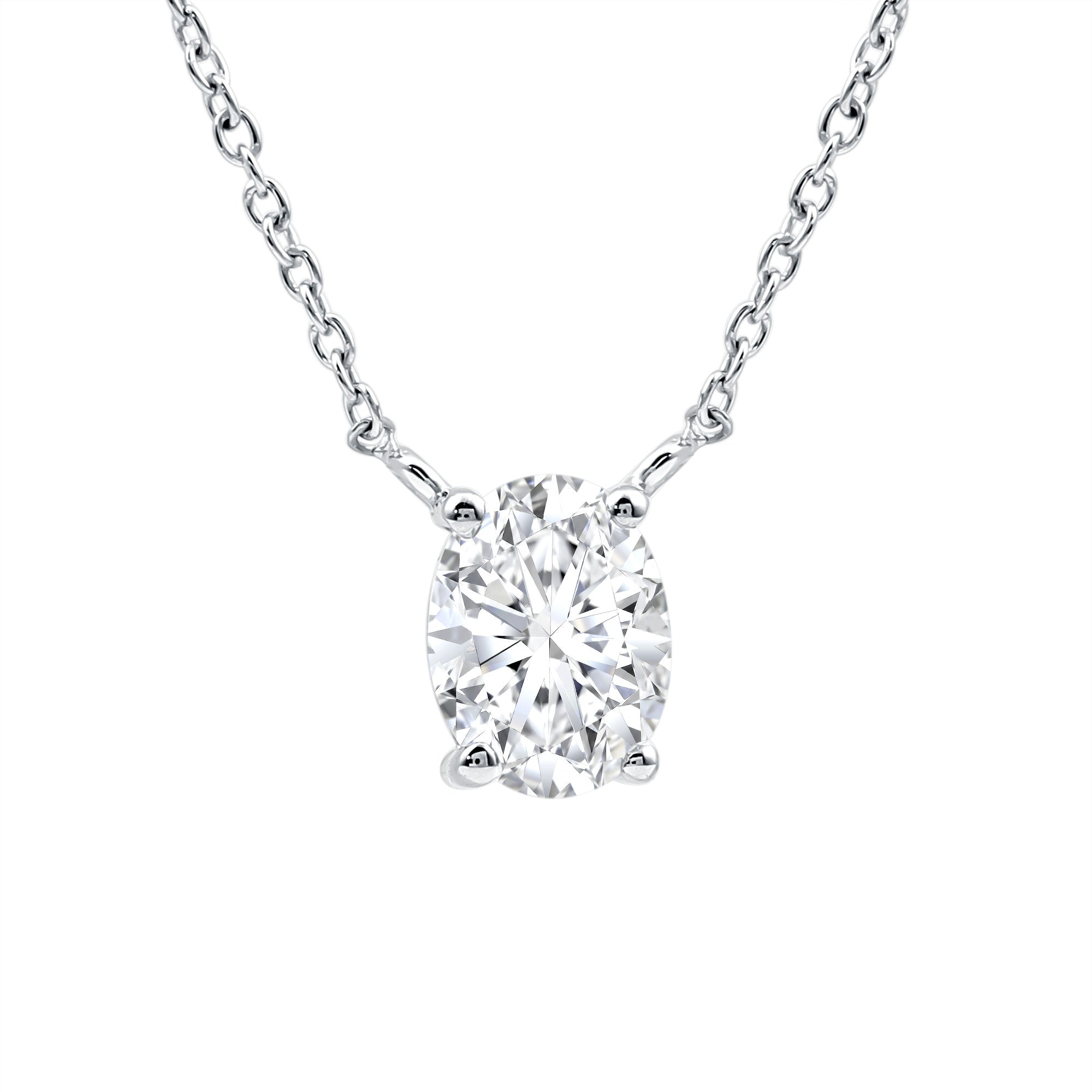 Solitaire Lab Grown 2 Carat Diamond Initial O Necklace with Chain Lab - ( EF-VS ) - Rosec Jewels