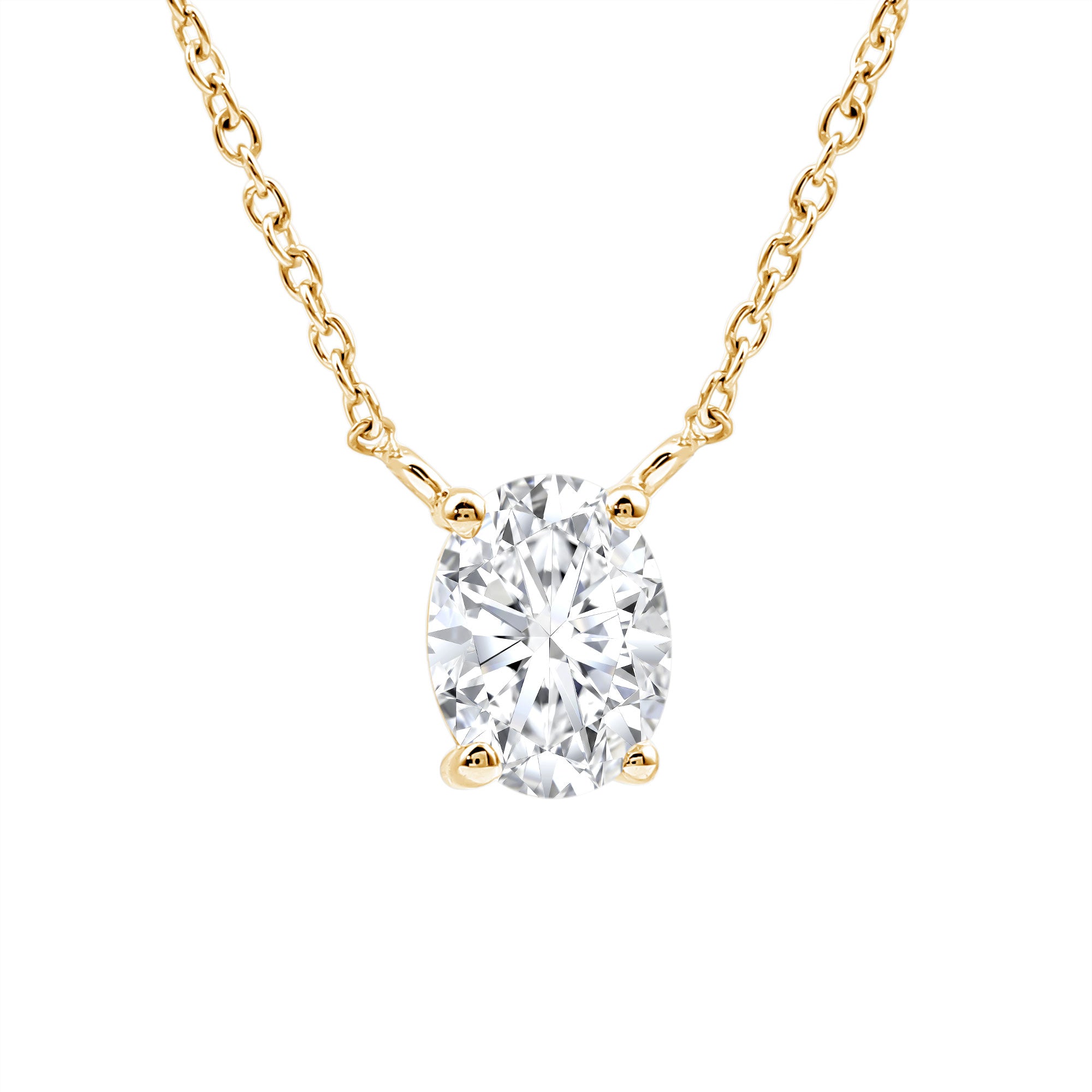 Solitaire Lab Grown 2 Carat Diamond Initial O Necklace with Chain Lab - ( EF-VS ) - Rosec Jewels