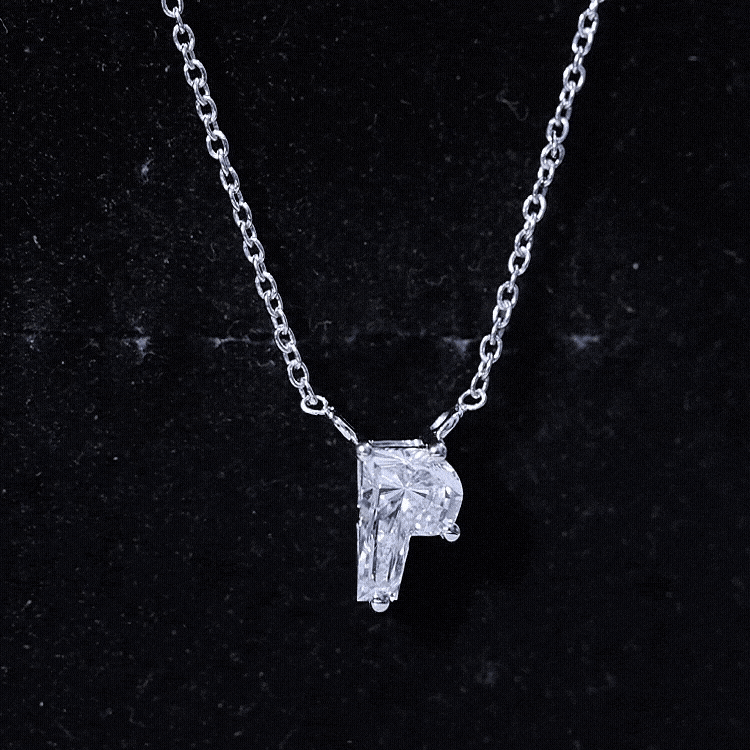2 Carat Lab Grown Diamond P Initial Necklace with Certificate Lab - ( EF-VS ) - Rosec Jewels