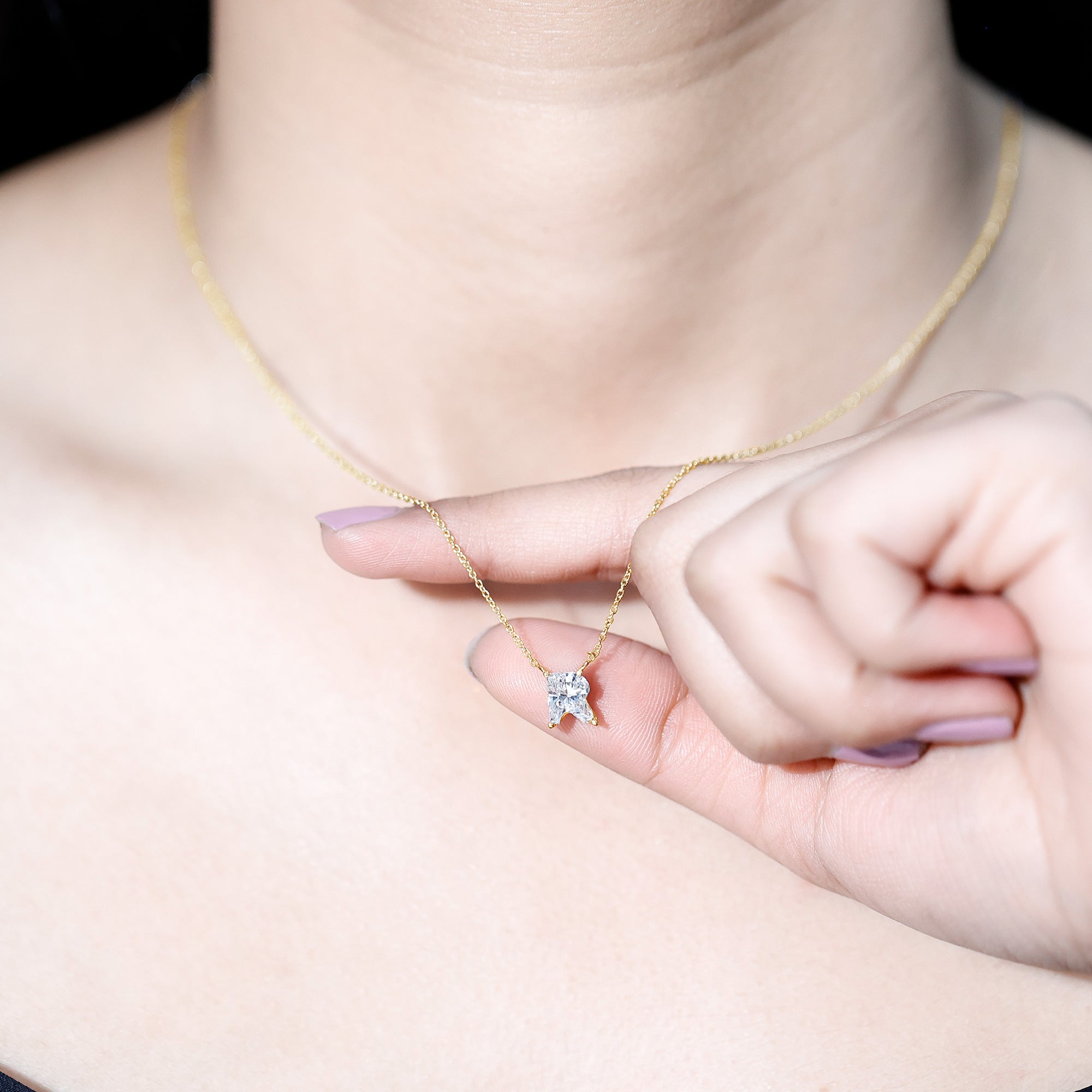 Fancy Cut 2 Carat Lab Grown Diamond Letter R Necklace for Her Lab - ( EF-VS ) - Rosec Jewels
