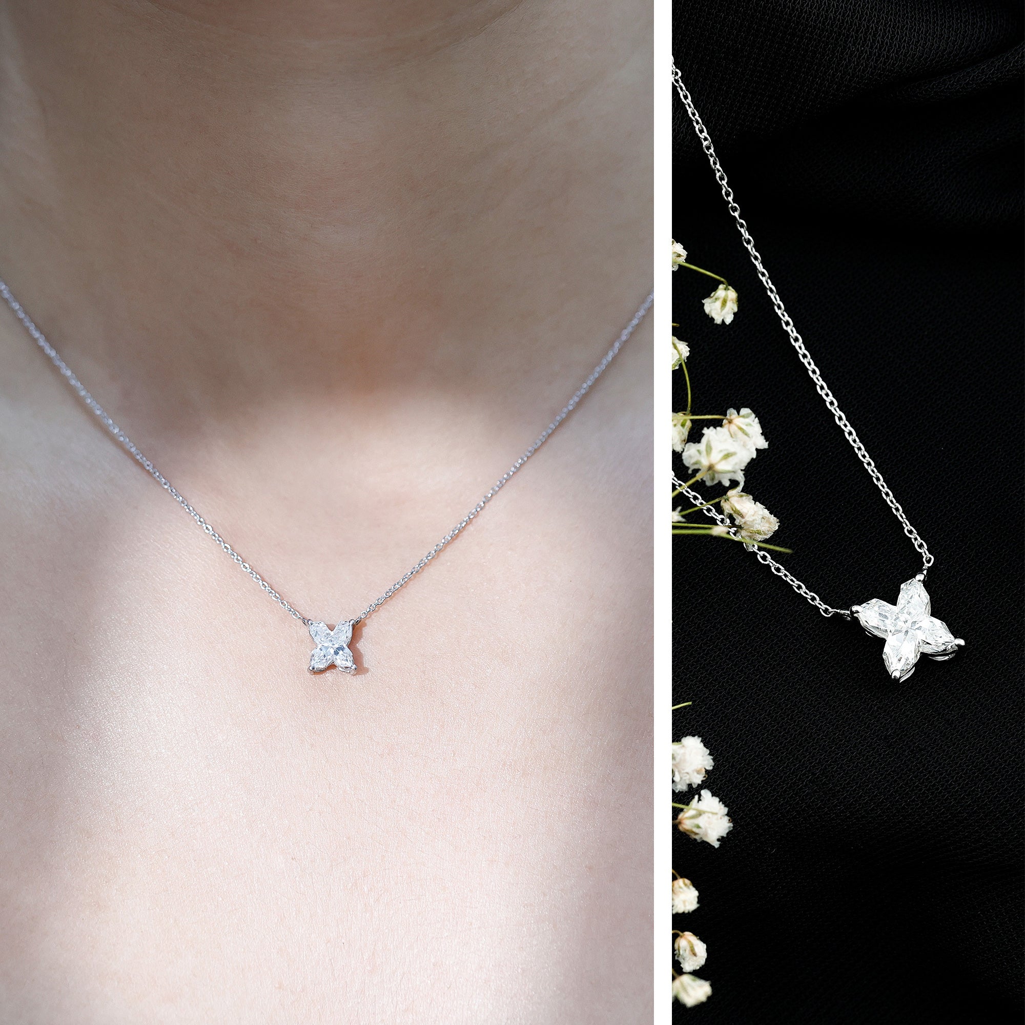Initial X Necklace with Certified Lab Grown Diamond 2 Carat Lab - ( EF-VS ) - Rosec Jewels