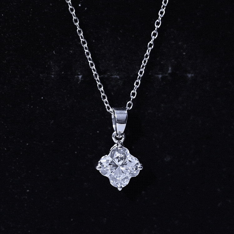 Rosec Jewels-0.8 Carat Lily Cut Lab Grown Diamond Solitaire Necklace with Certificate