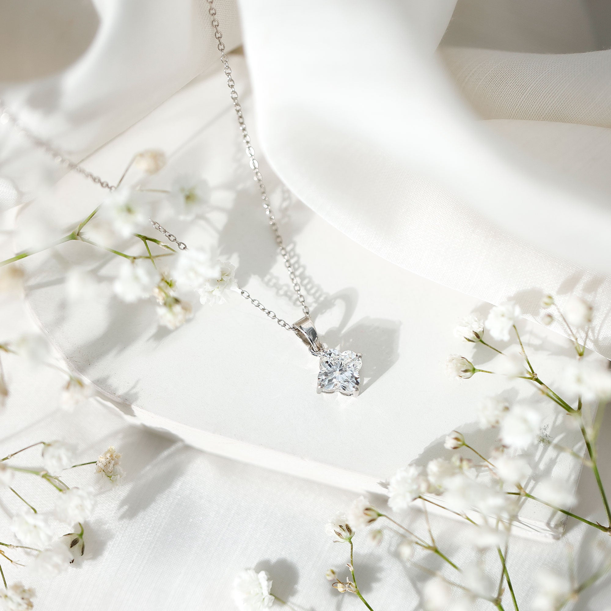 Rosec Jewels-0.8 Carat Lily Cut Lab Grown Diamond Solitaire Necklace with Certificate