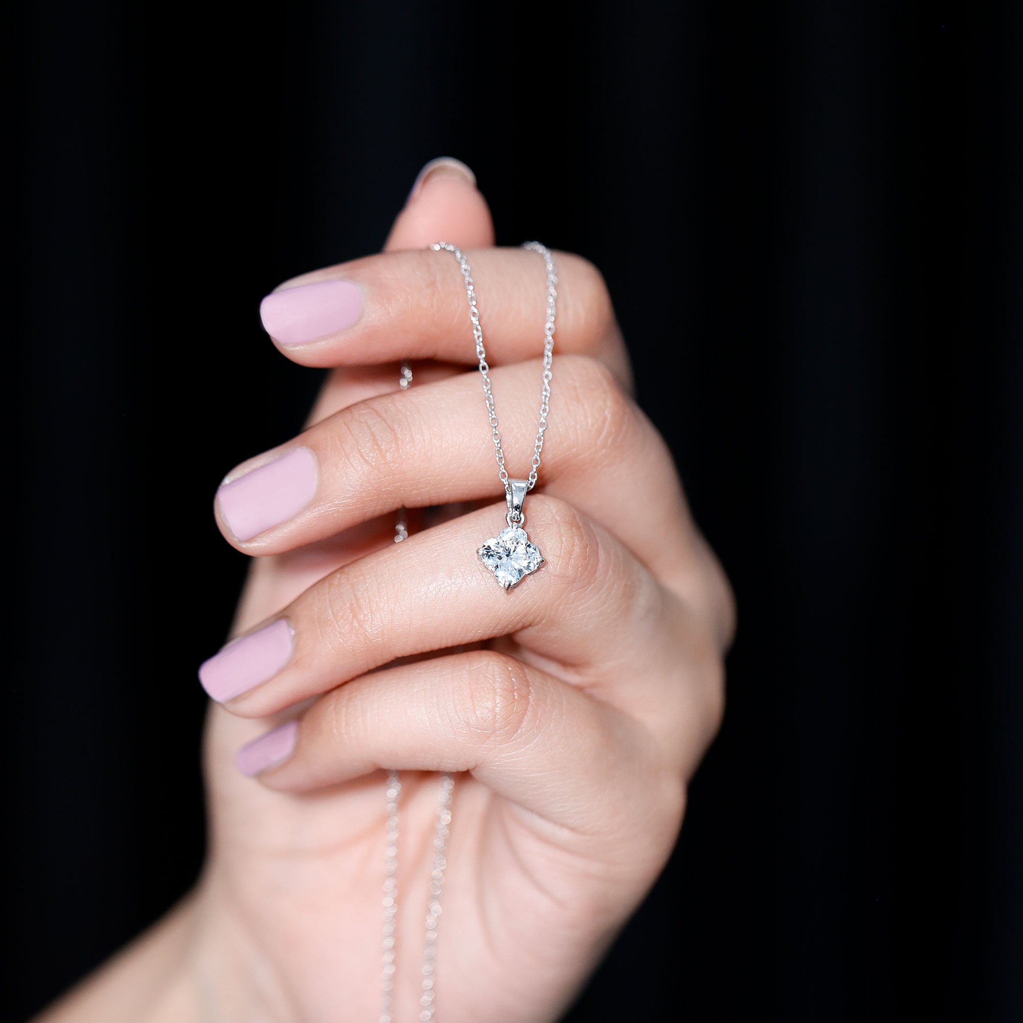 Rosec Jewels-0.8 Carat Lily Cut Lab Grown Diamond Solitaire Necklace with Certificate