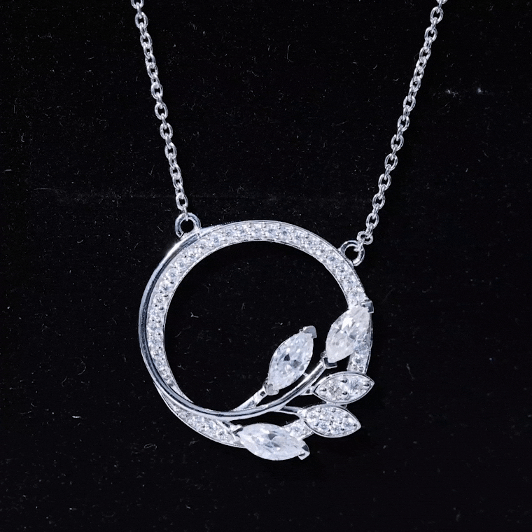 Marquise and Round Cut Moissanite Leaf Eternity Necklace D-VS1 - Rosec Jewels