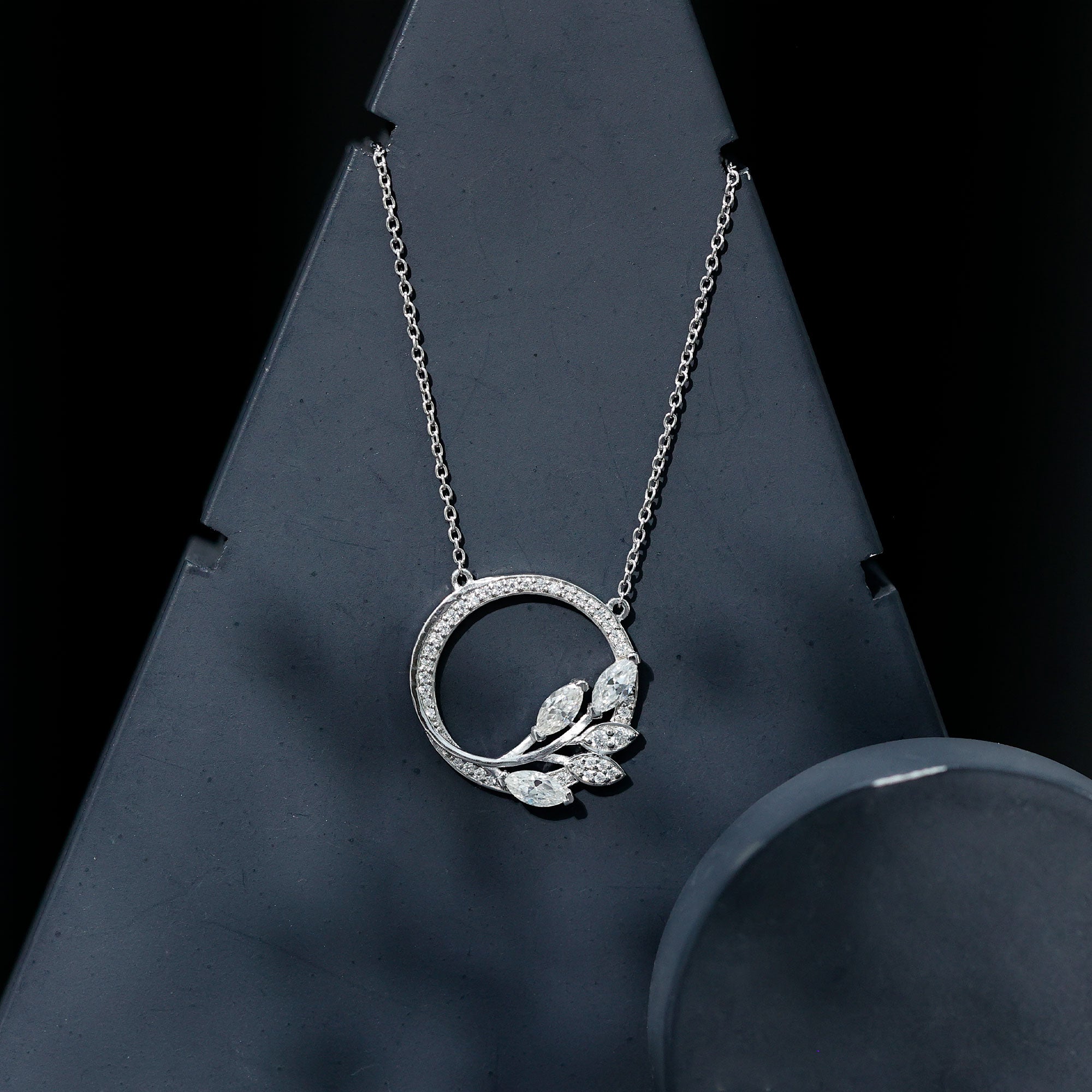 Marquise and Round Cut Moissanite Leaf Eternity Necklace D-VS1 - Rosec Jewels