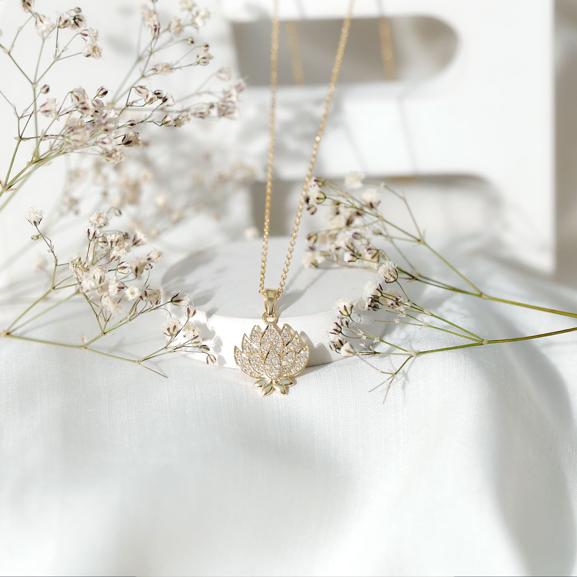 Rosec Jewels-Designer Lotus Flower Diamond Necklace