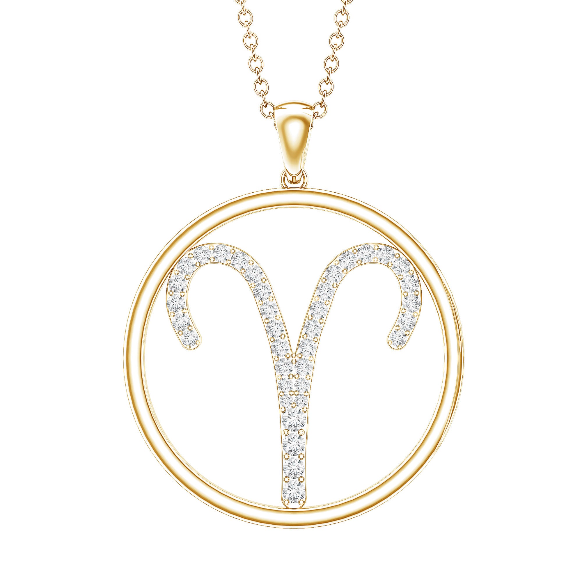Certified Moissanite Aries Zodiac Sign Pendant Necklace D-VS1 - Rosec Jewels