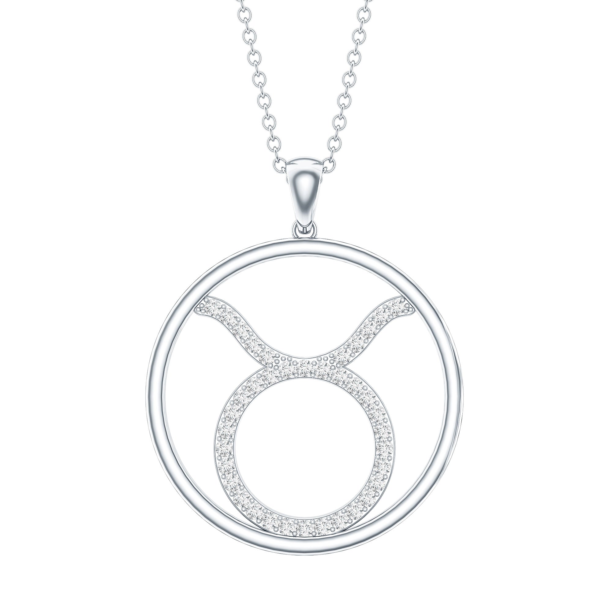 Certified Moissanite Taurus Zodiac Sign Pendant Necklace D-VS1 - Rosec Jewels