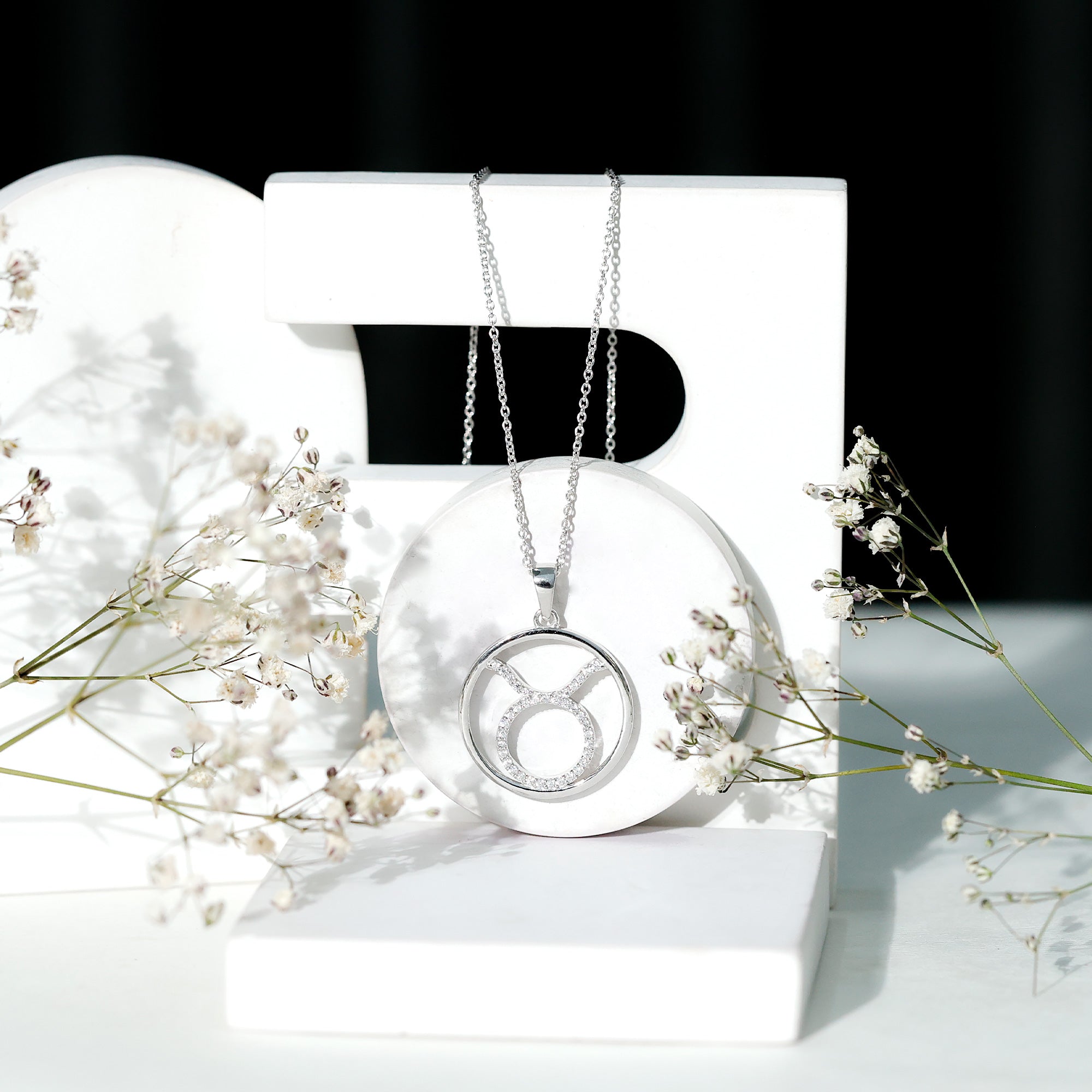 Certified Moissanite Taurus Zodiac Sign Pendant Necklace D-VS1 - Rosec Jewels