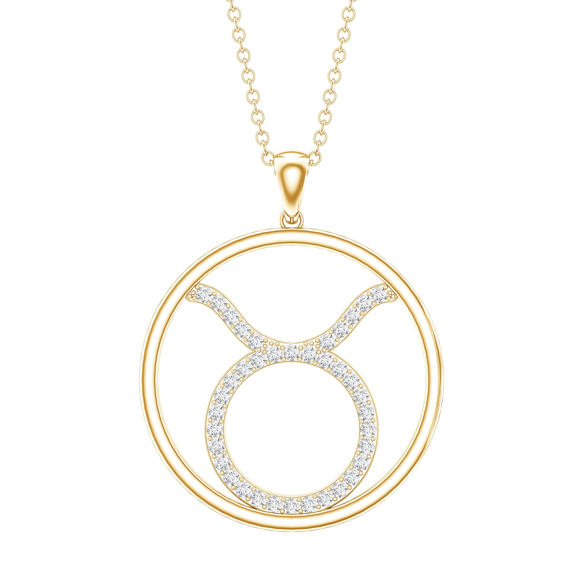 Certified Moissanite Taurus Zodiac Sign Pendant Necklace D-VS1 - Rosec Jewels