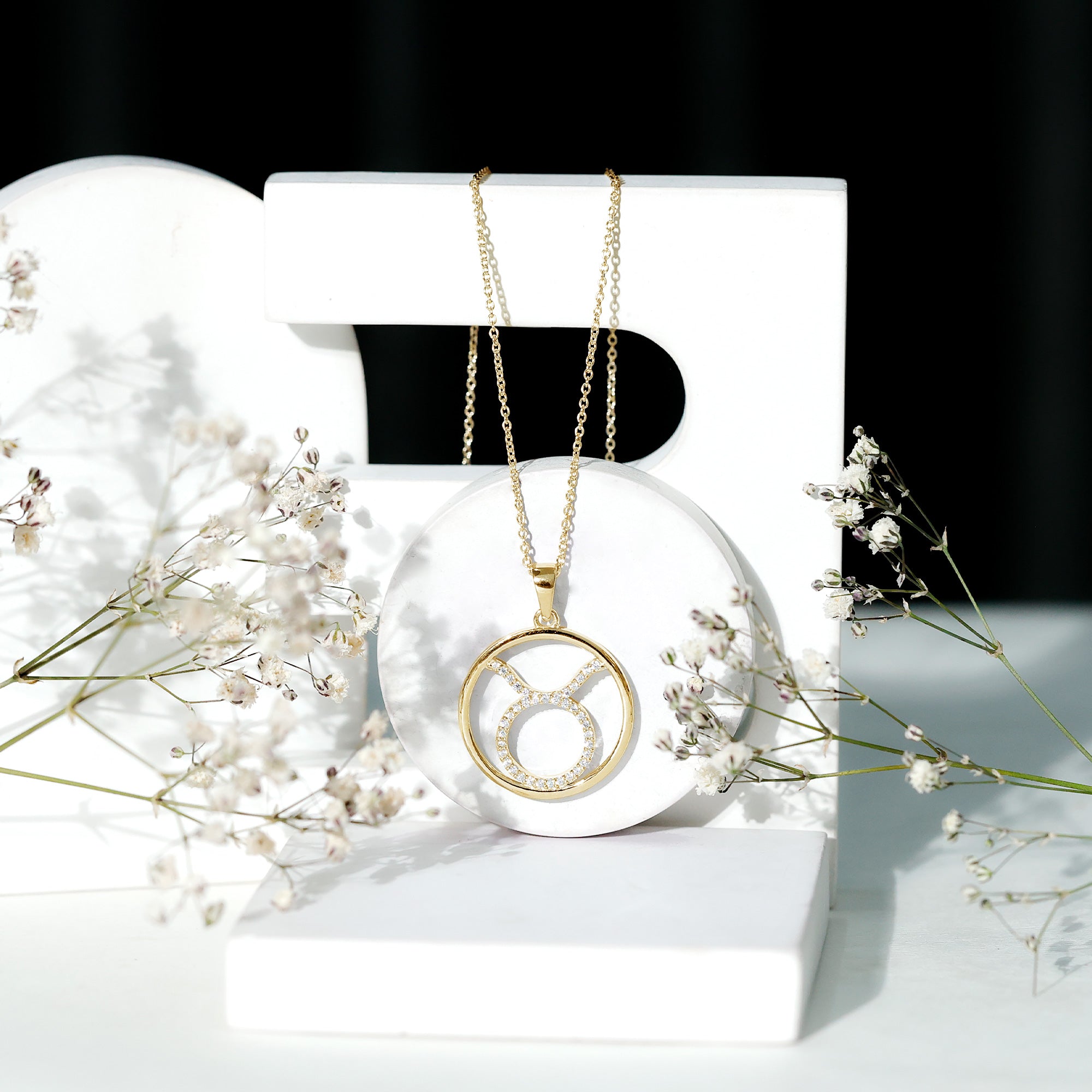 Certified Moissanite Taurus Zodiac Sign Pendant Necklace D-VS1 - Rosec Jewels