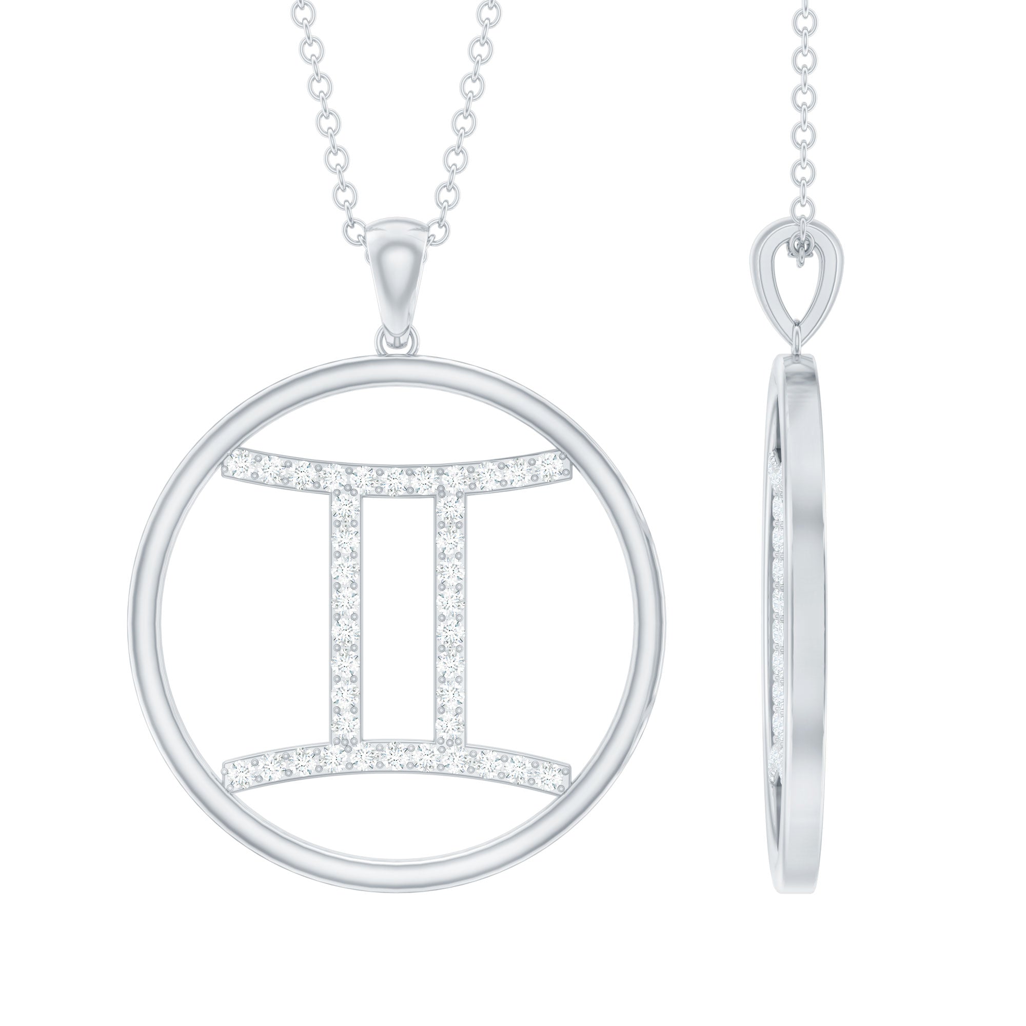 Gecertificeerde Moissanite Gemini sterrenbeeld hanger ketting