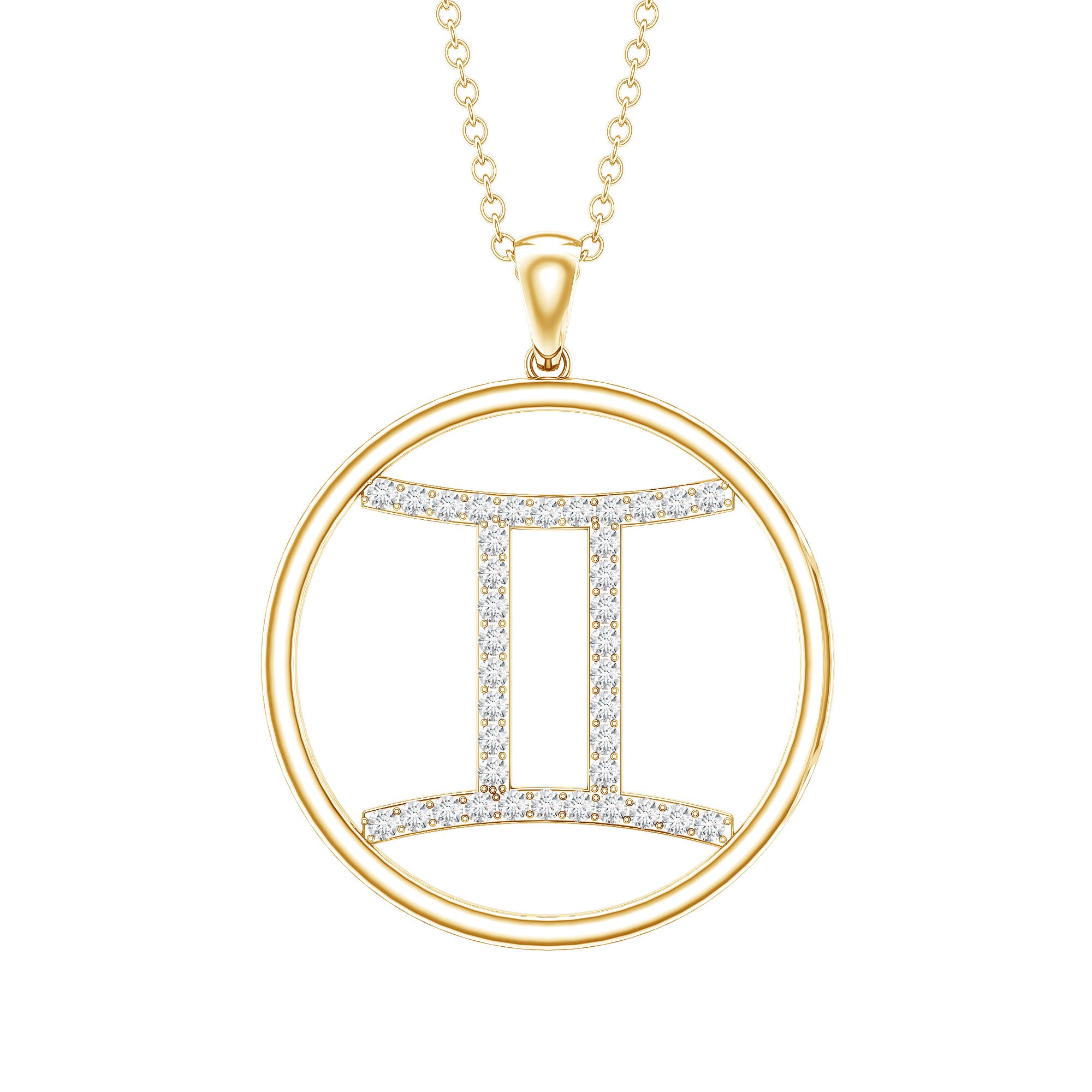Certified Moissanite Gemini Zodiac Sign Pendant Necklace D-VS1 - Rosec Jewels