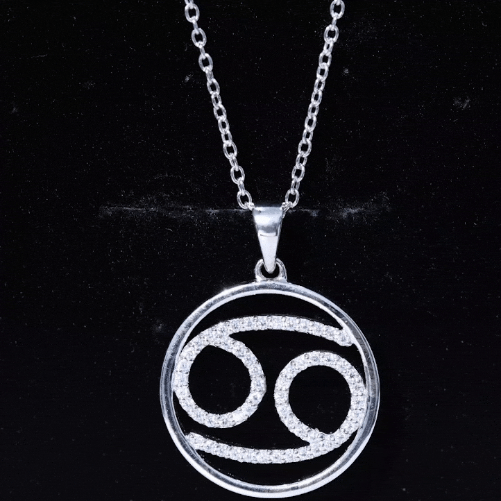 Certified Moissanite Cancer Zodiac Sign Necklace D-VS1 - Rosec Jewels