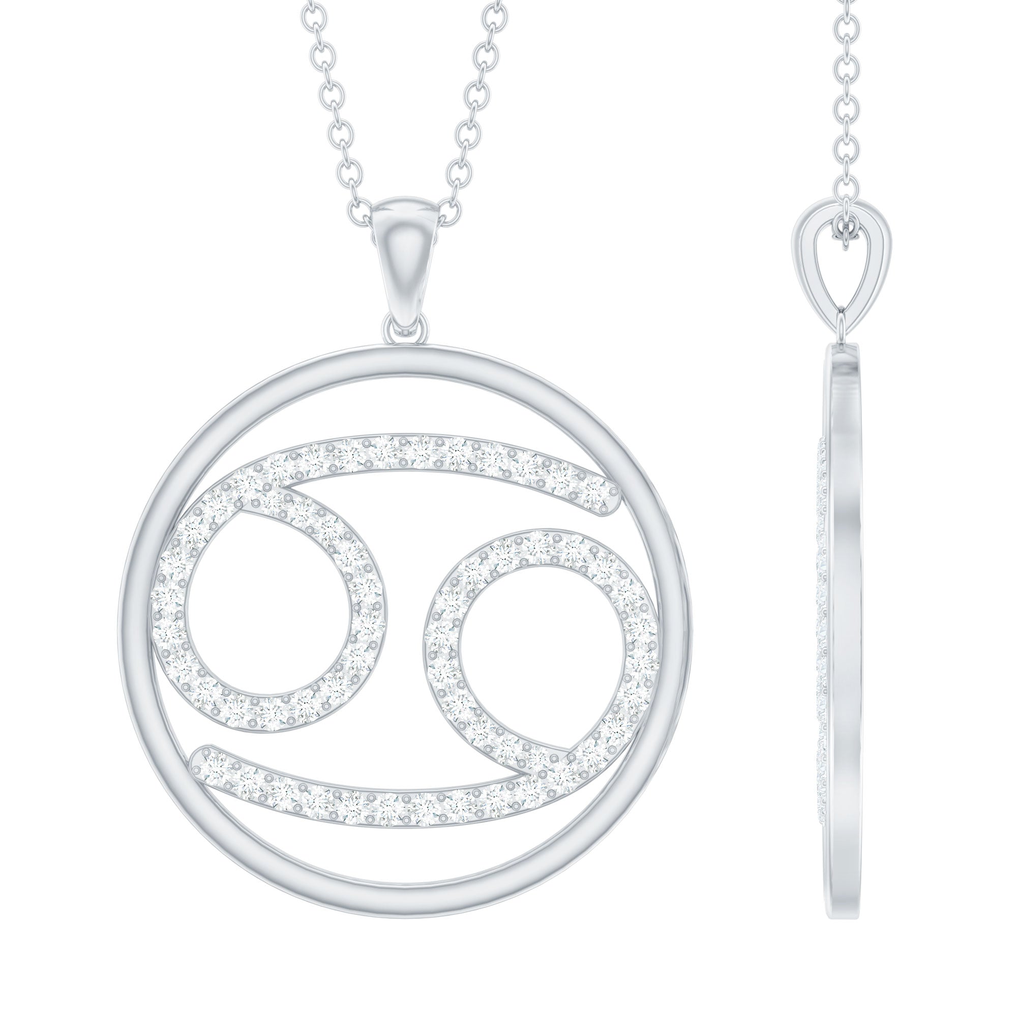 Certified Moissanite Cancer Zodiac Sign Pendant Necklace
