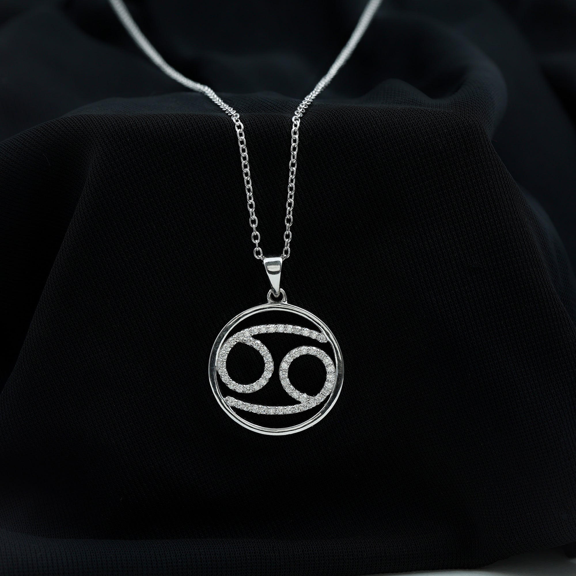 Certified Moissanite Cancer Zodiac Sign Necklace D-VS1 - Rosec Jewels