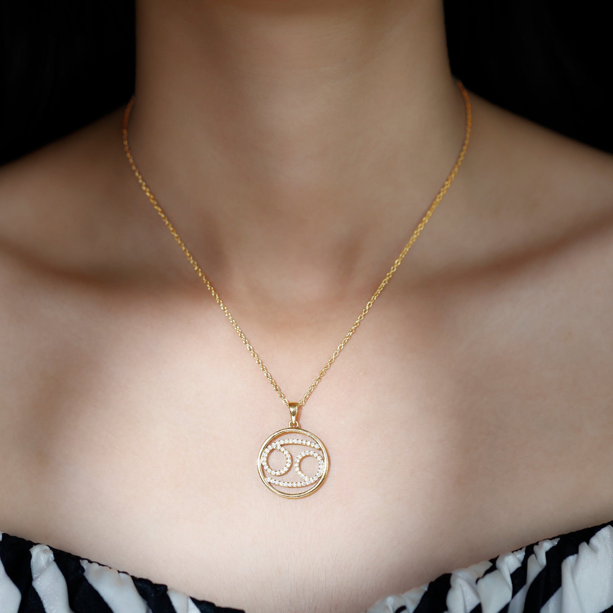 Certified Moissanite Cancer Zodiac Sign Necklace D-VS1 - Rosec Jewels
