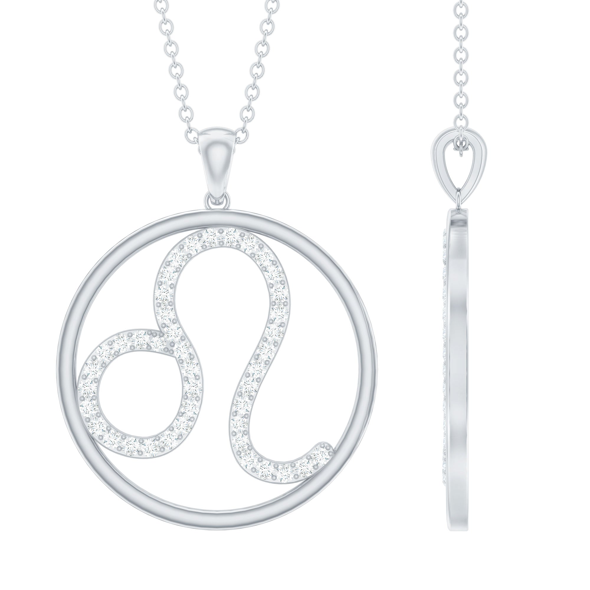 Certified Moissanite Leo Zodiac Sign Pendant Necklace