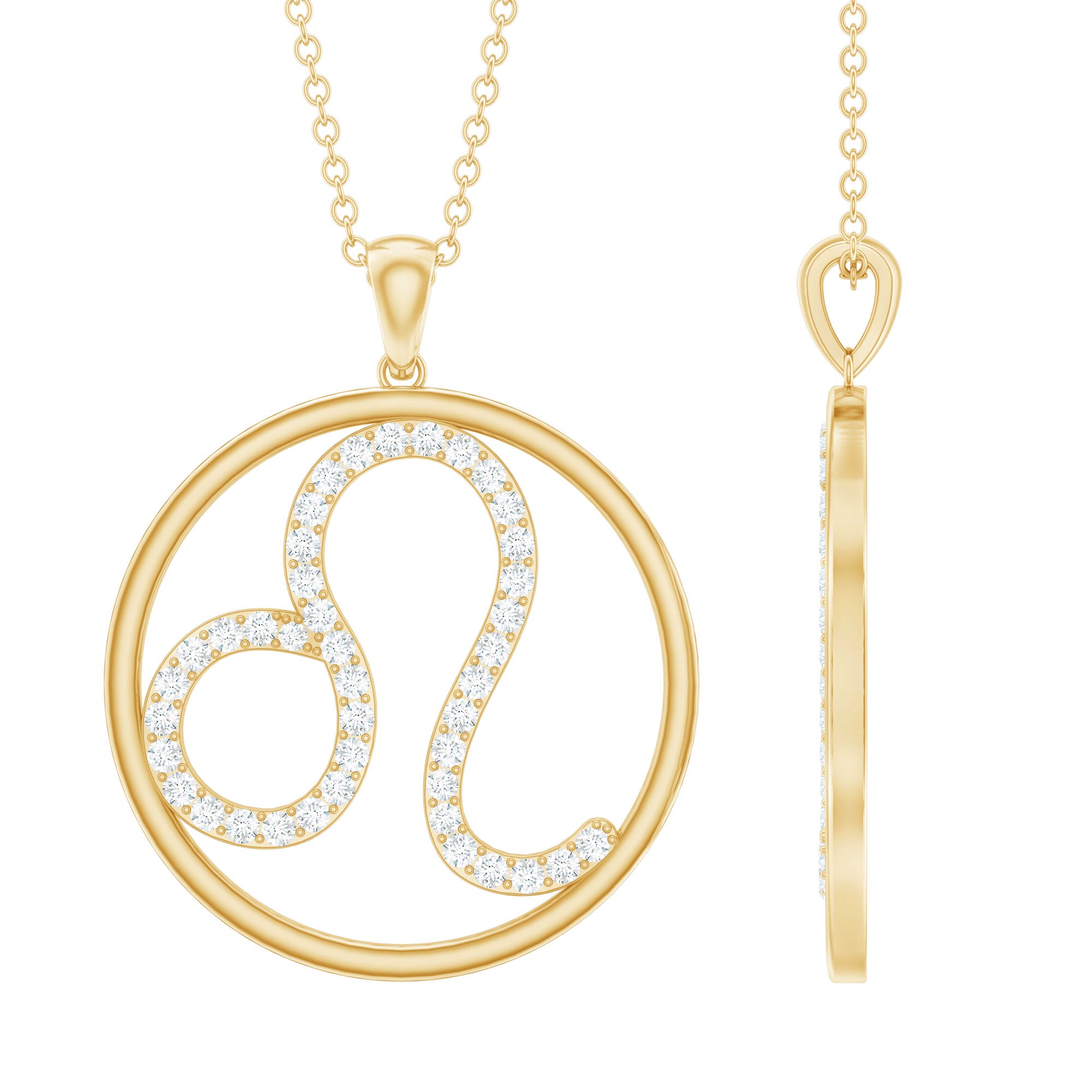 Certified Moissanite Leo Zodiac Sign Necklace D-VS1 - Rosec Jewels