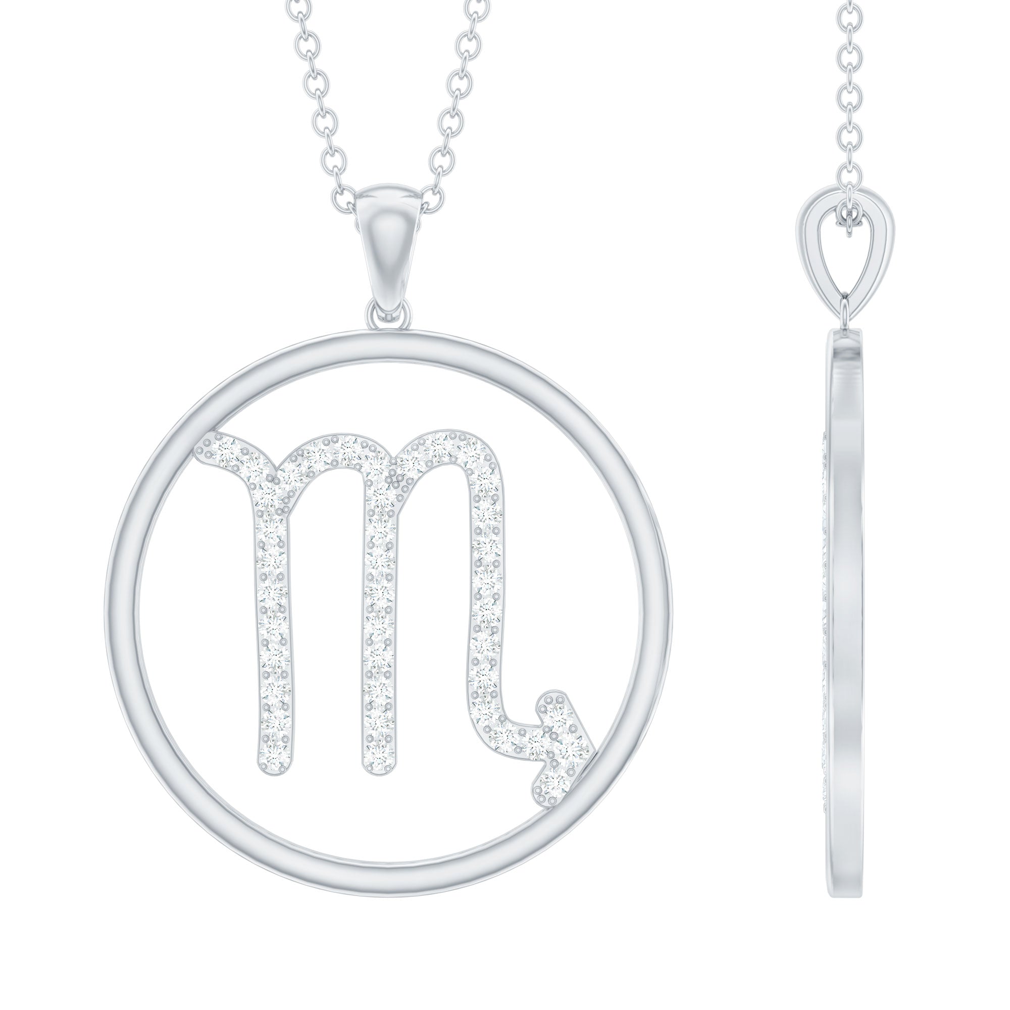 Certified Moissanite Scorpio Zodiac Sign Pendant Necklace