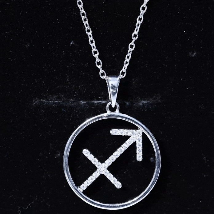 Certified Moissanite Sagittarius Zodiac Sign Necklace D-VS1 - Rosec Jewels