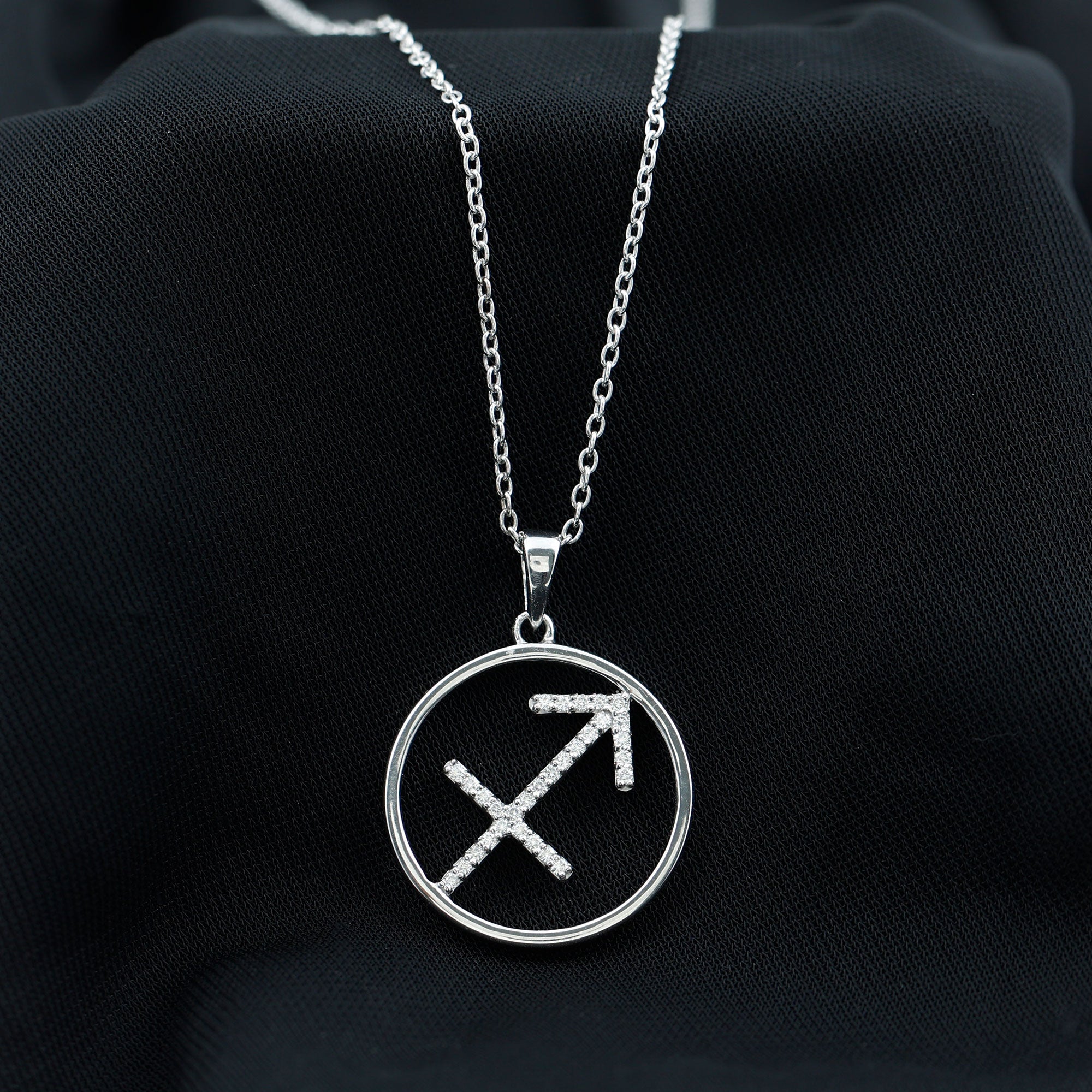 Certified Moissanite Sagittarius Zodiac Sign Necklace D-VS1 - Rosec Jewels
