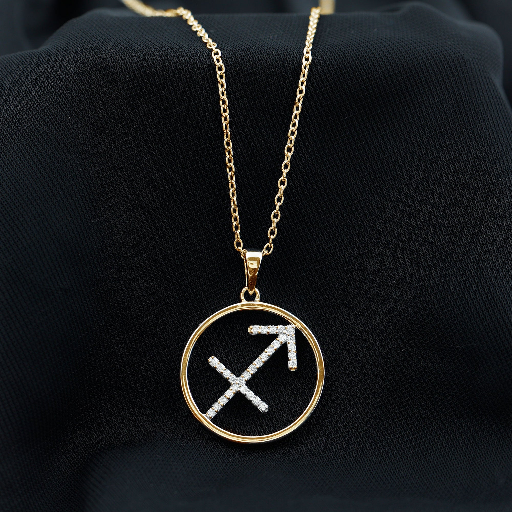 Certified Moissanite Sagittarius Zodiac Sign Necklace D-VS1 - Rosec Jewels