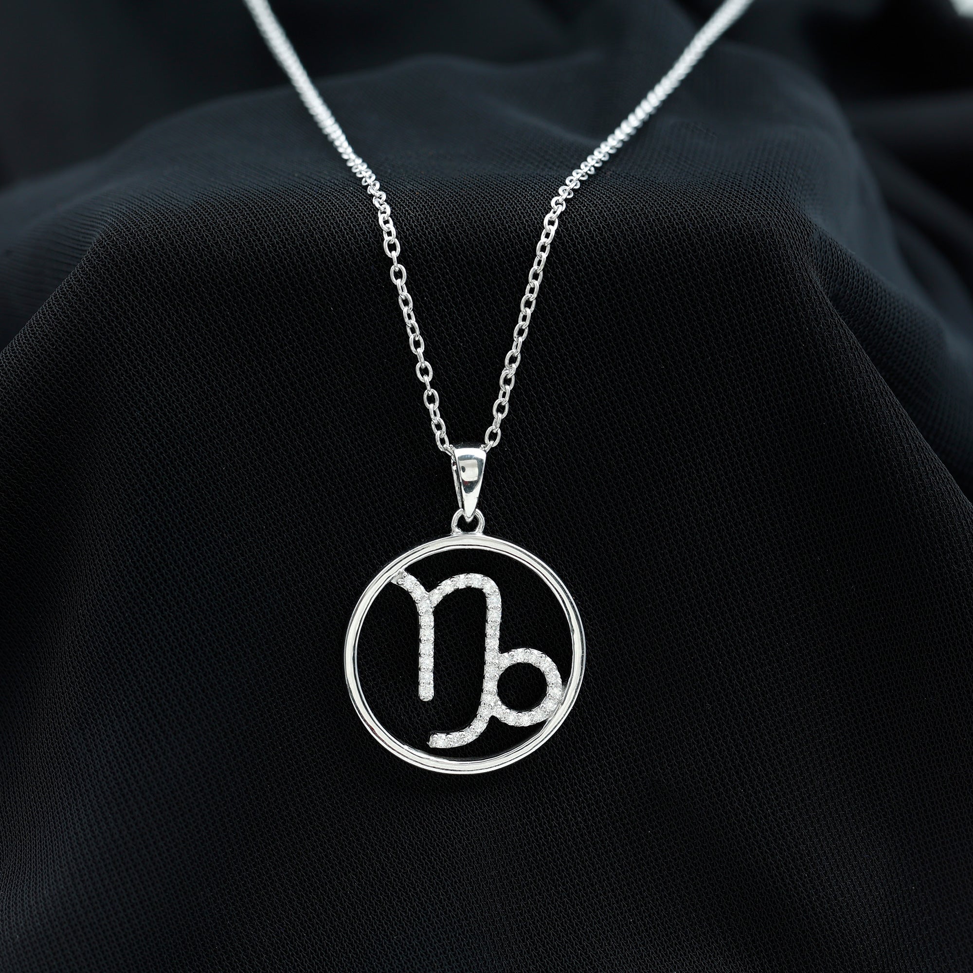 Certified Moissanite Capricorn Zodiac Necklace D-VS1 - Rosec Jewels