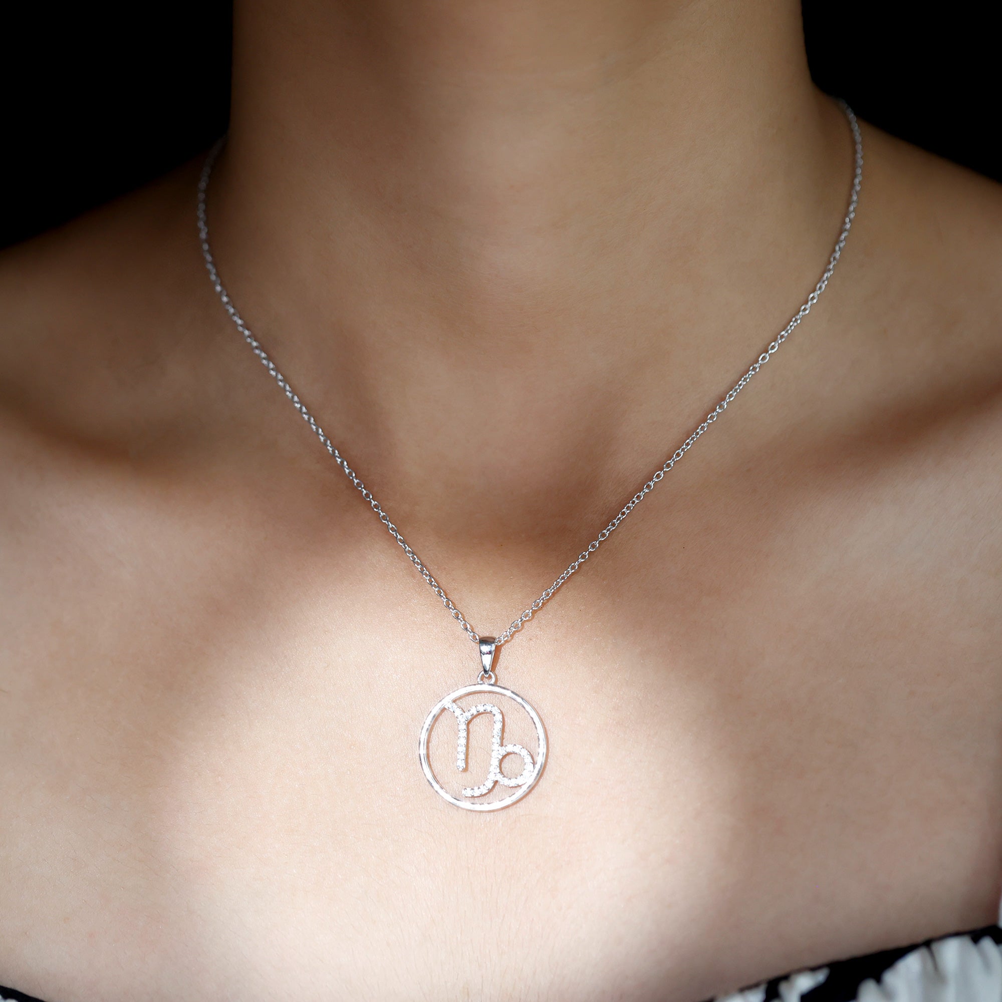 Certified Moissanite Capricorn Zodiac Necklace D-VS1 - Rosec Jewels