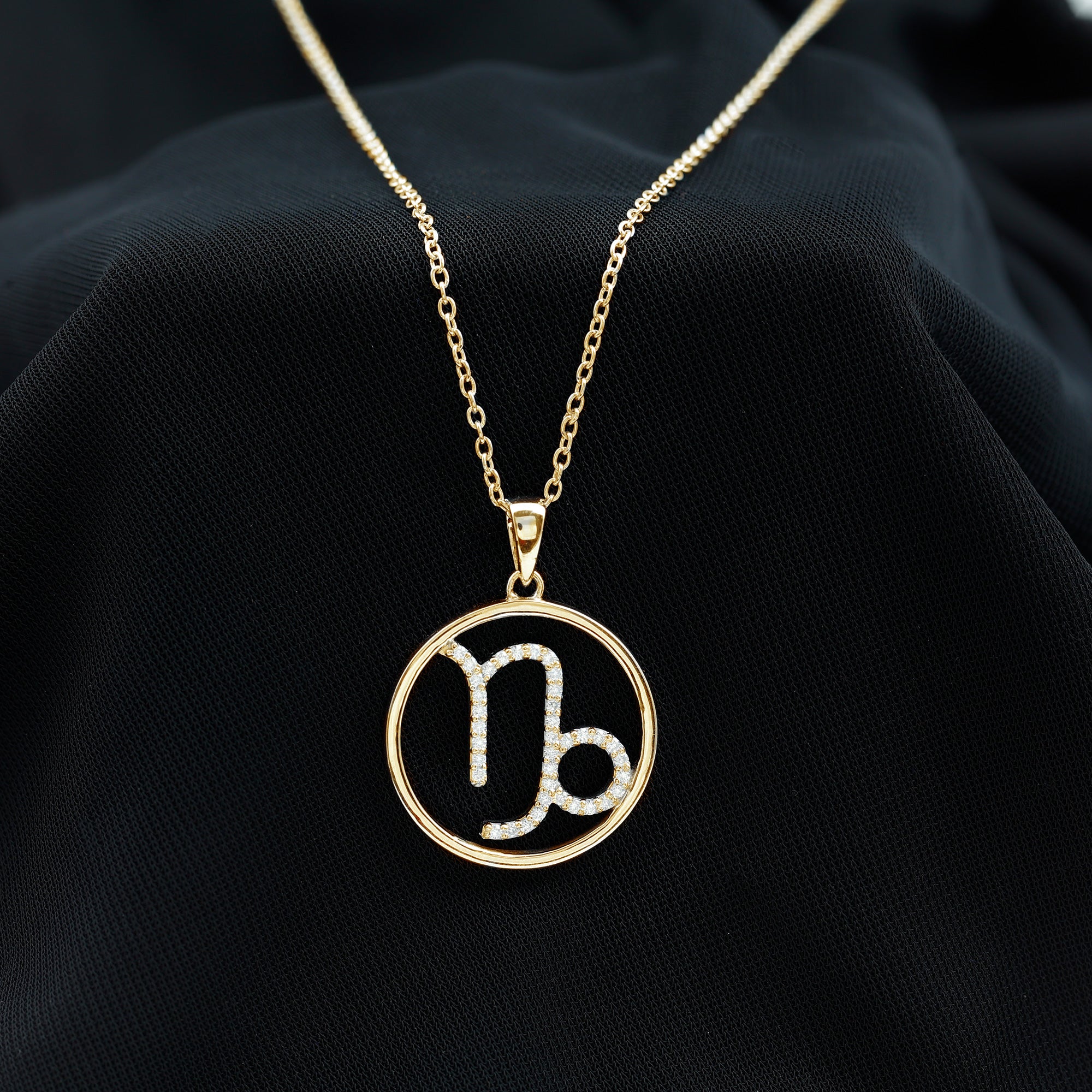 Certified Moissanite Capricorn Zodiac Necklace D-VS1 - Rosec Jewels