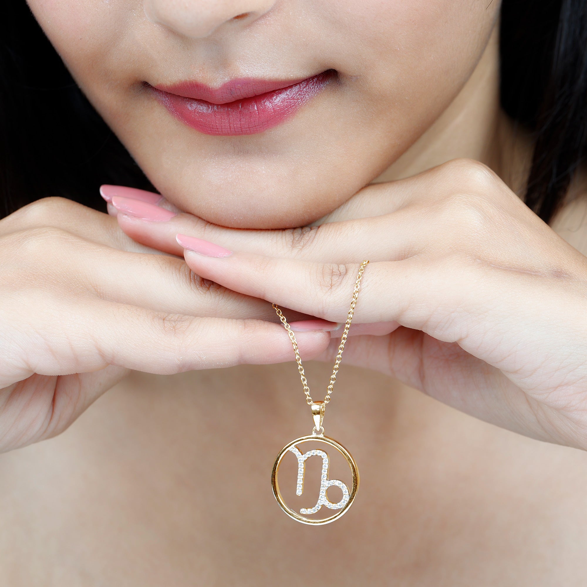 Certified Moissanite Capricorn Zodiac Necklace D-VS1 - Rosec Jewels