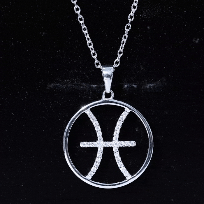 Certified Moissanite Pisces Zodiac Sign Pendant Necklace D-VS1 - Rosec Jewels