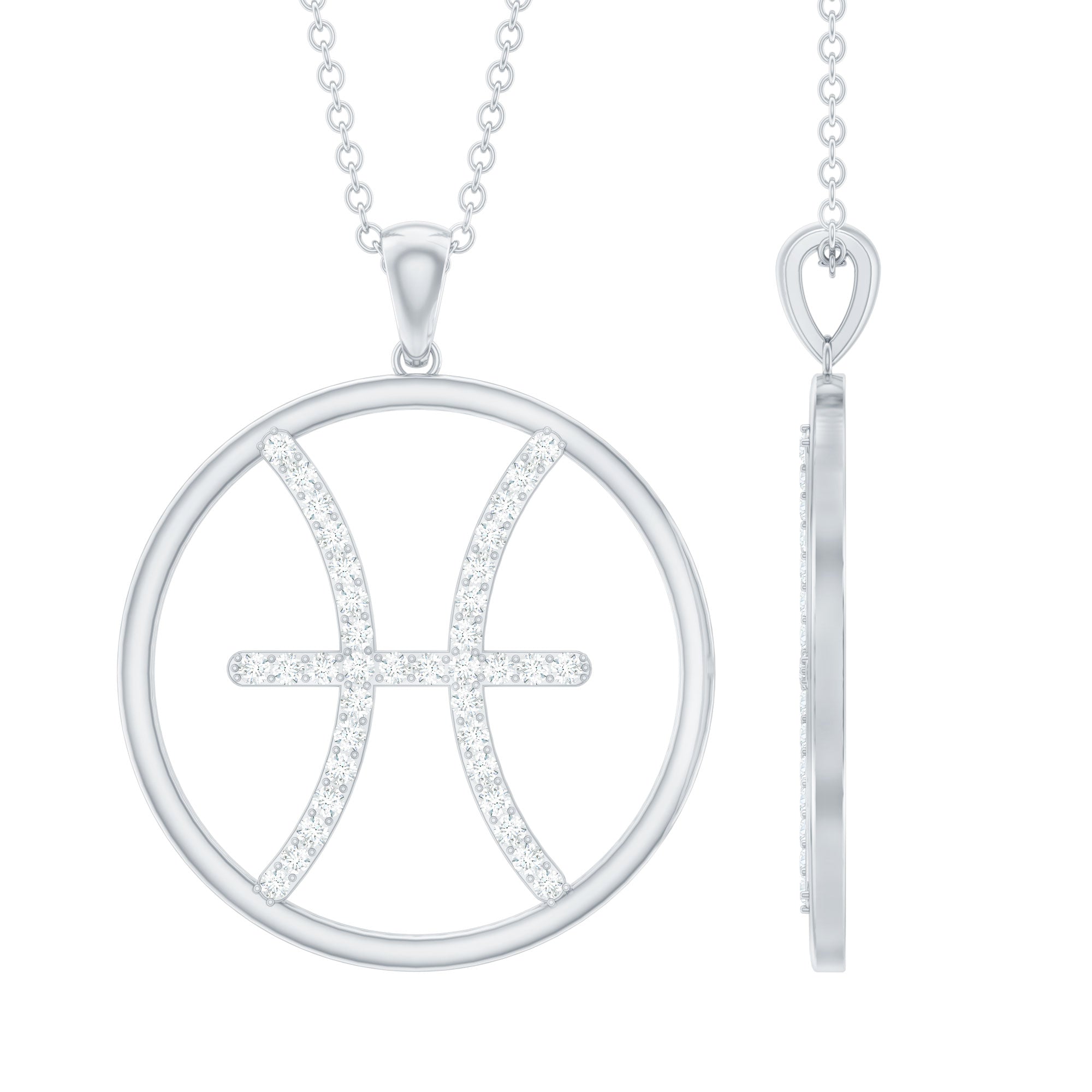 Collier pendentif signe du zodiaque Poissons Moissanite certifié