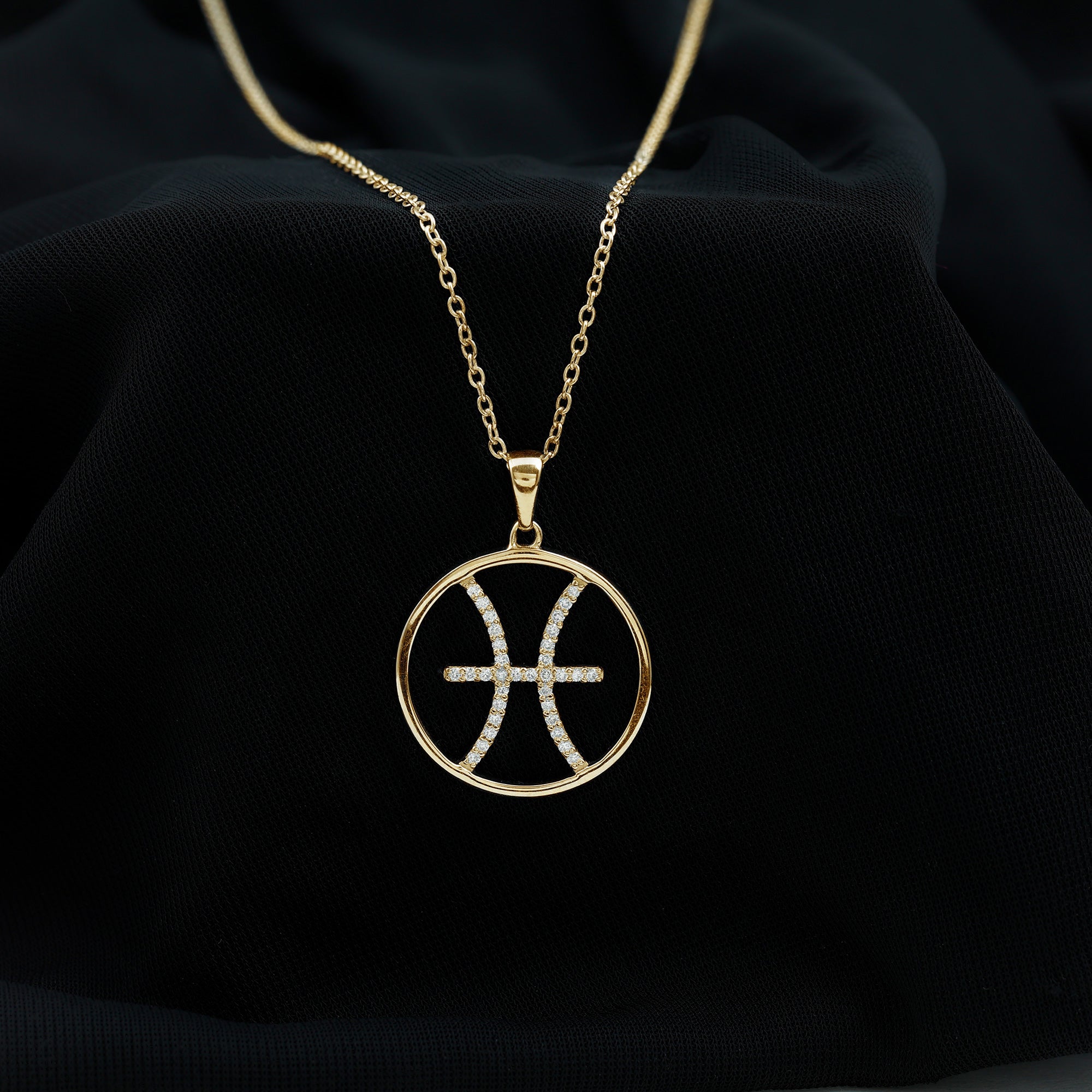 Certified Moissanite Pisces Zodiac Sign Pendant Necklace D-VS1 - Rosec Jewels