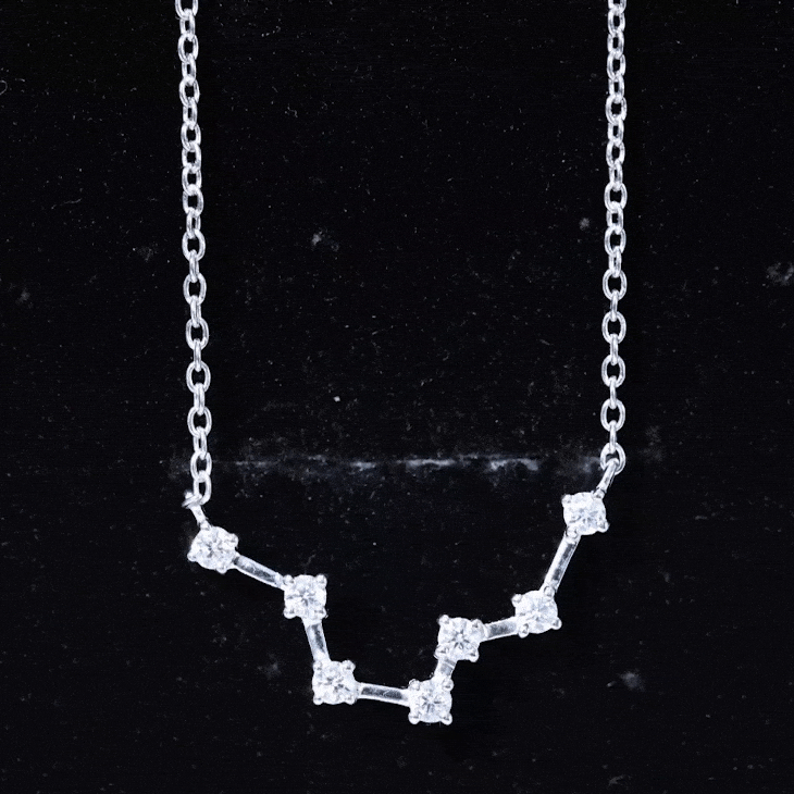 Moissanite Constellation Aquarius Zodiac Sign Necklace D-VS1 - Rosec Jewels