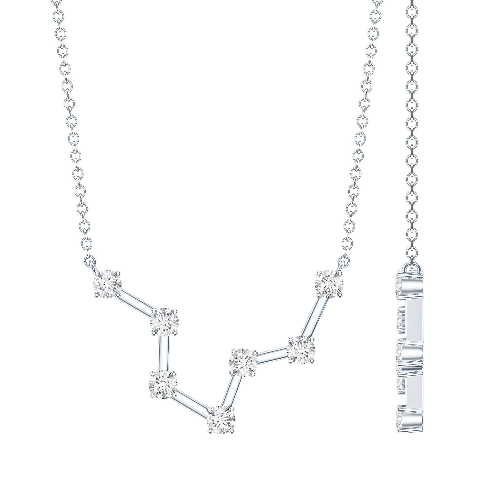 Moissanite Constellation Aquarius Zodiac Sign Necklace D-VS1 - Rosec Jewels