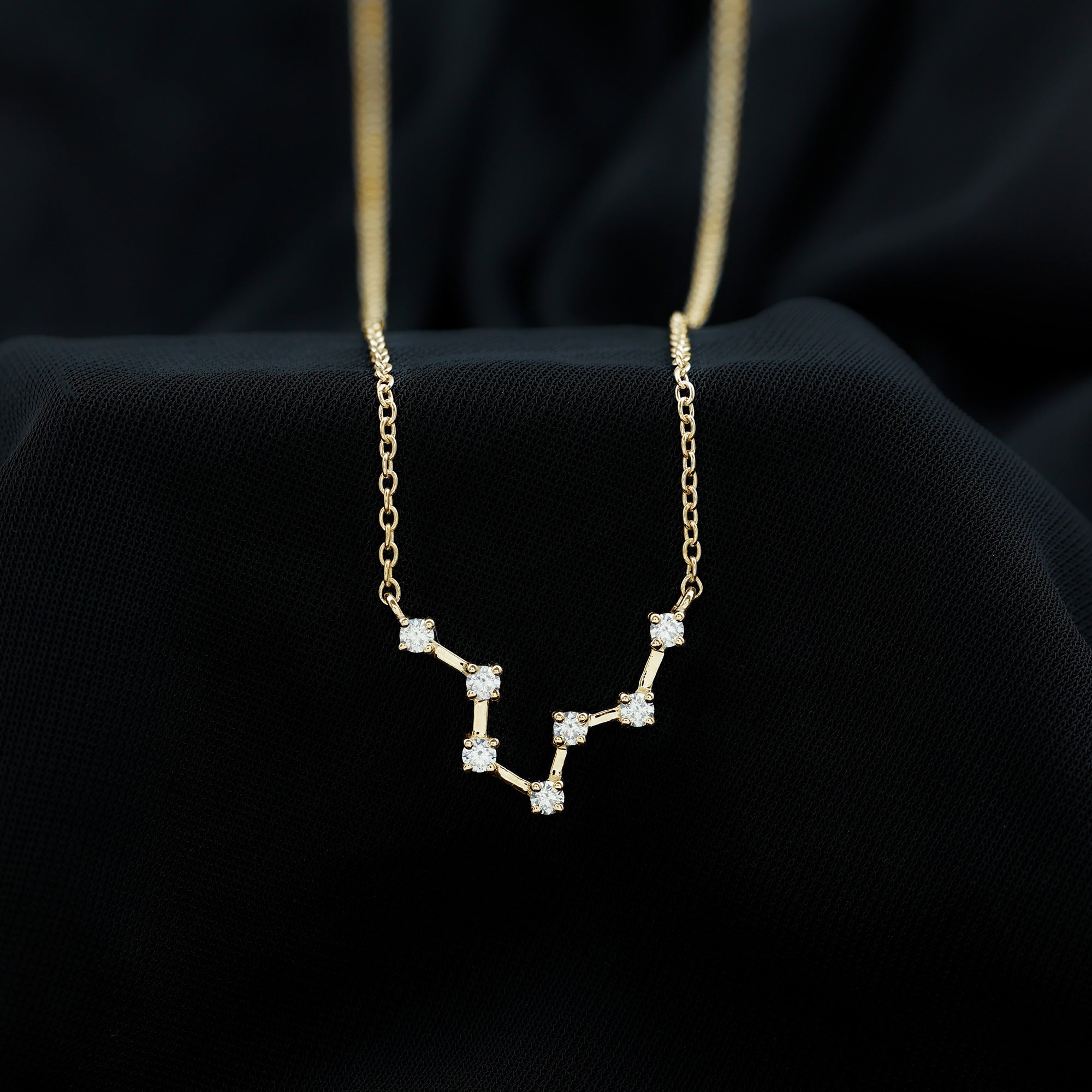 Moissanite Constellation Aquarius Zodiac Sign Necklace D-VS1 - Rosec Jewels