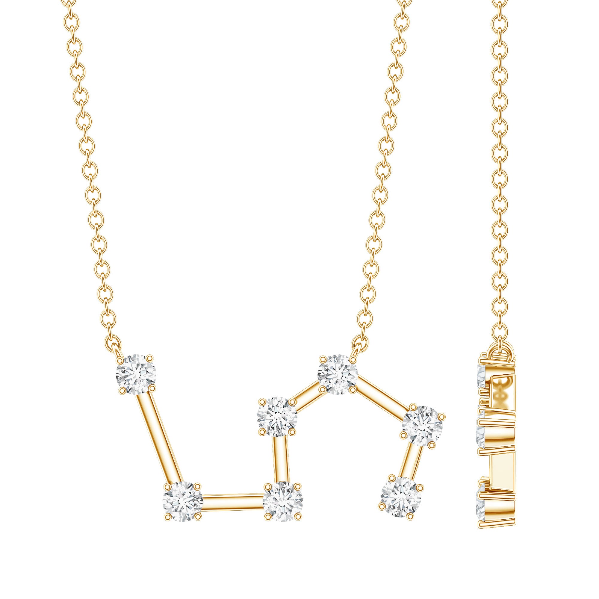 Moissanite Constellation Leo Zodiac Sign Necklace D-VS1 - Rosec Jewels