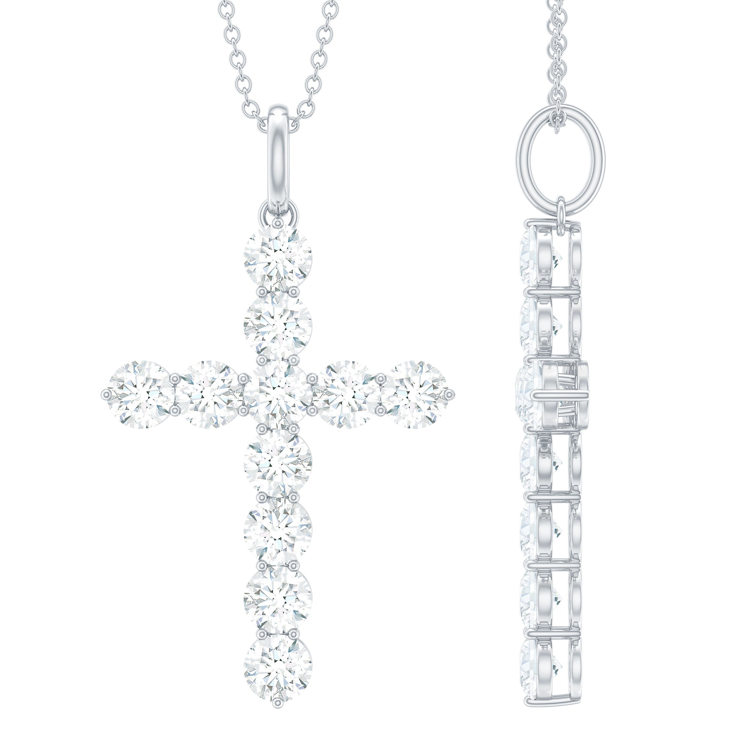 Certified Zircon Simple Cross Pendant Necklace