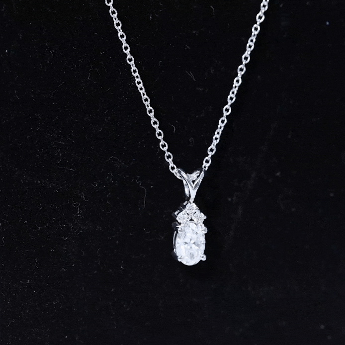 Oval and Round Cut Moissanite Pendant Necklace for Women D-VS1 - Rosec Jewels