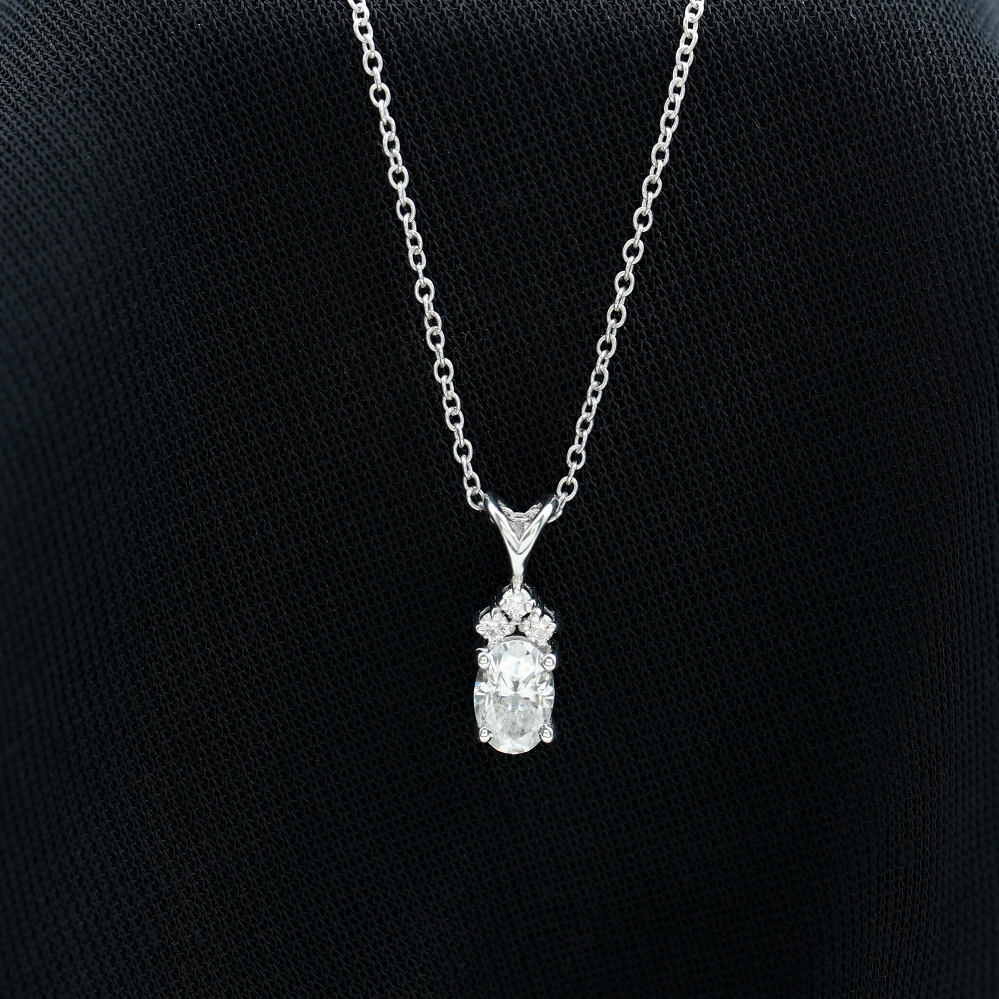 Oval and Round Cut Moissanite Pendant Necklace for Women D-VS1 - Rosec Jewels