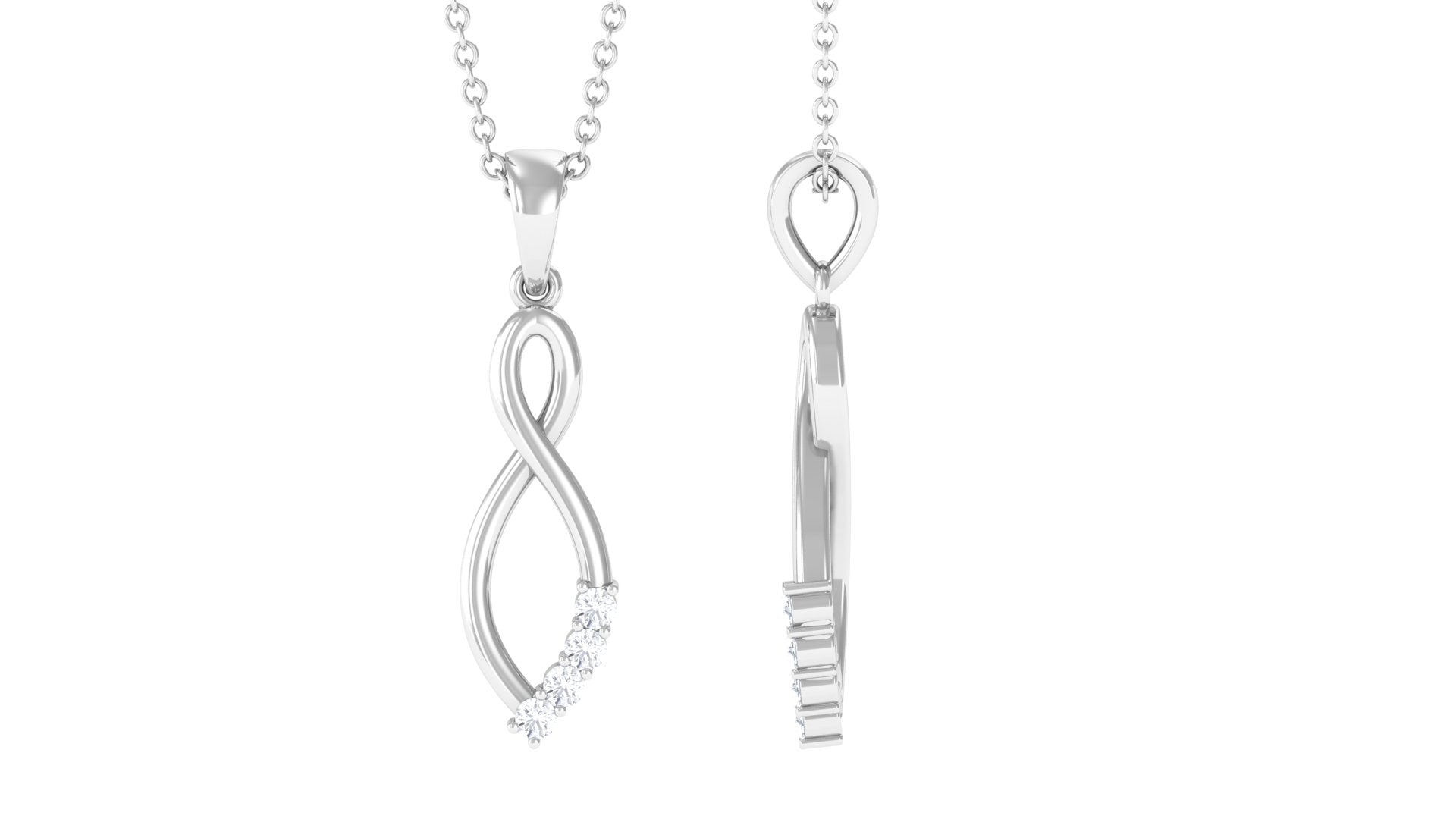 Certified Moissanite Infinity Pendant in Prong Setting