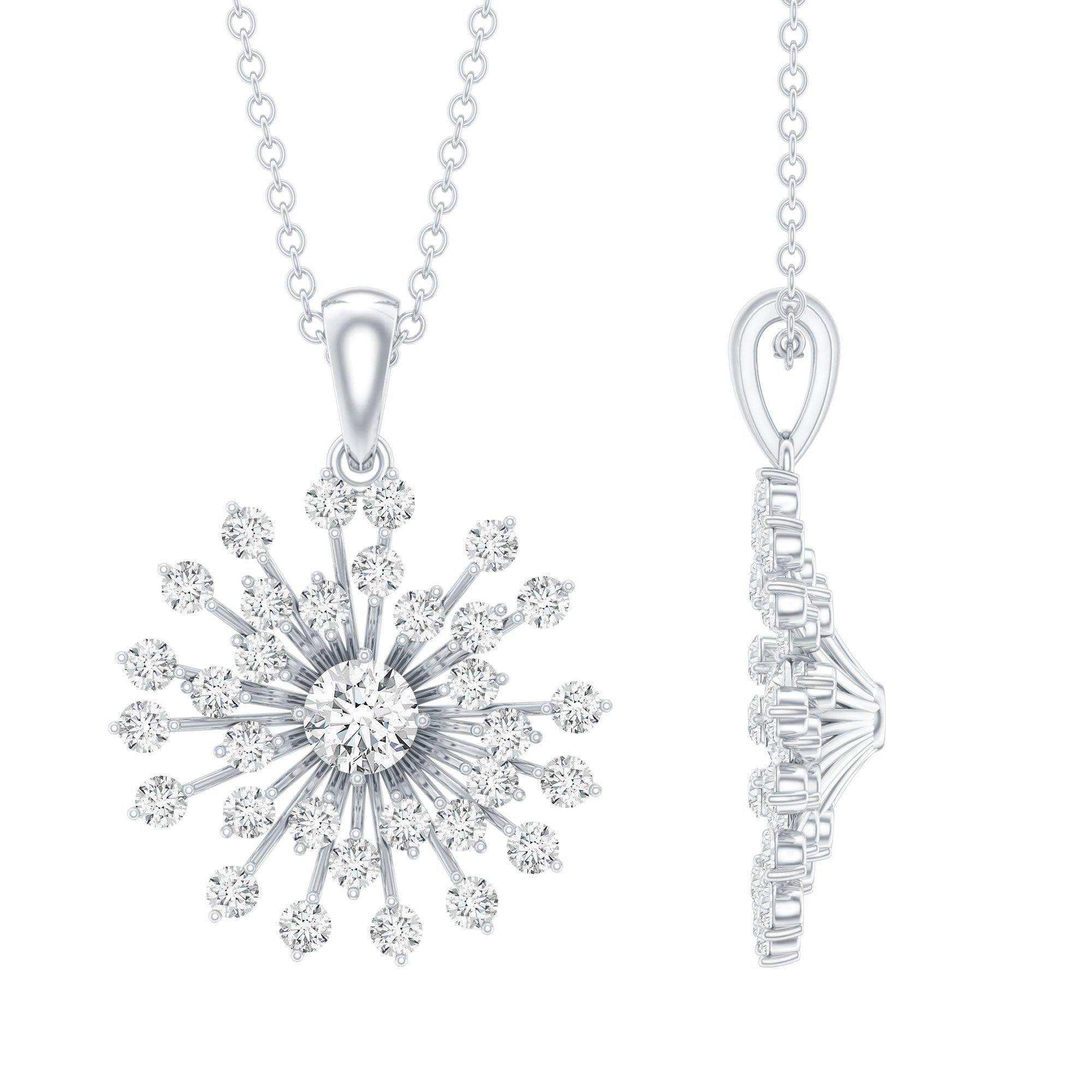 Certified Moissanite Sunburst Pendant for Women D-VS1 - Rosec Jewels