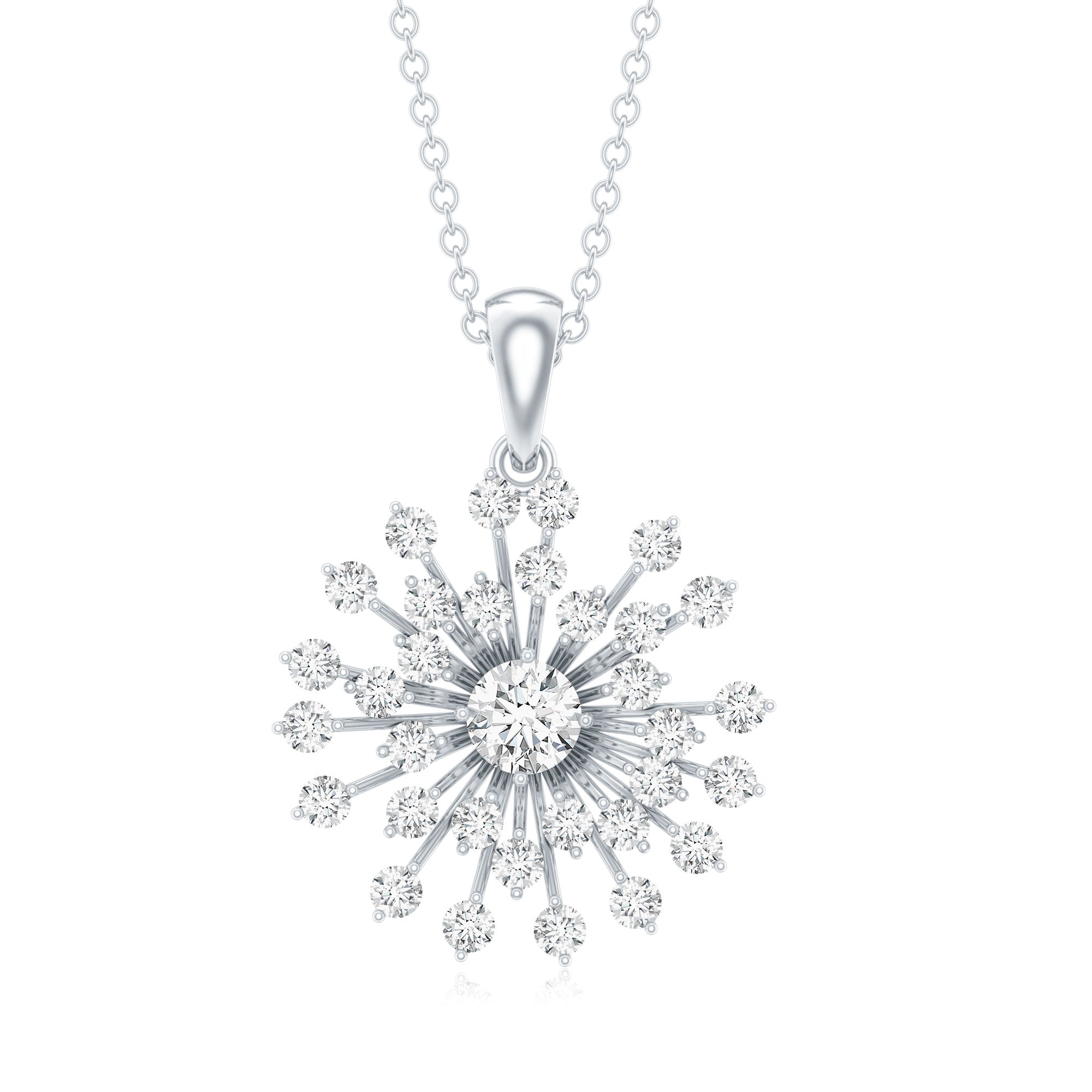 Certified Moissanite Sunburst Pendant for Women D-VS1 - Rosec Jewels