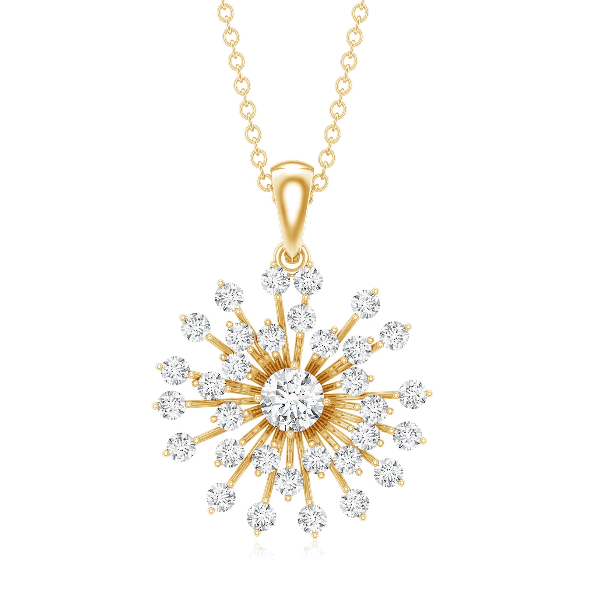 Certified Moissanite Sunburst Pendant for Women D-VS1 - Rosec Jewels