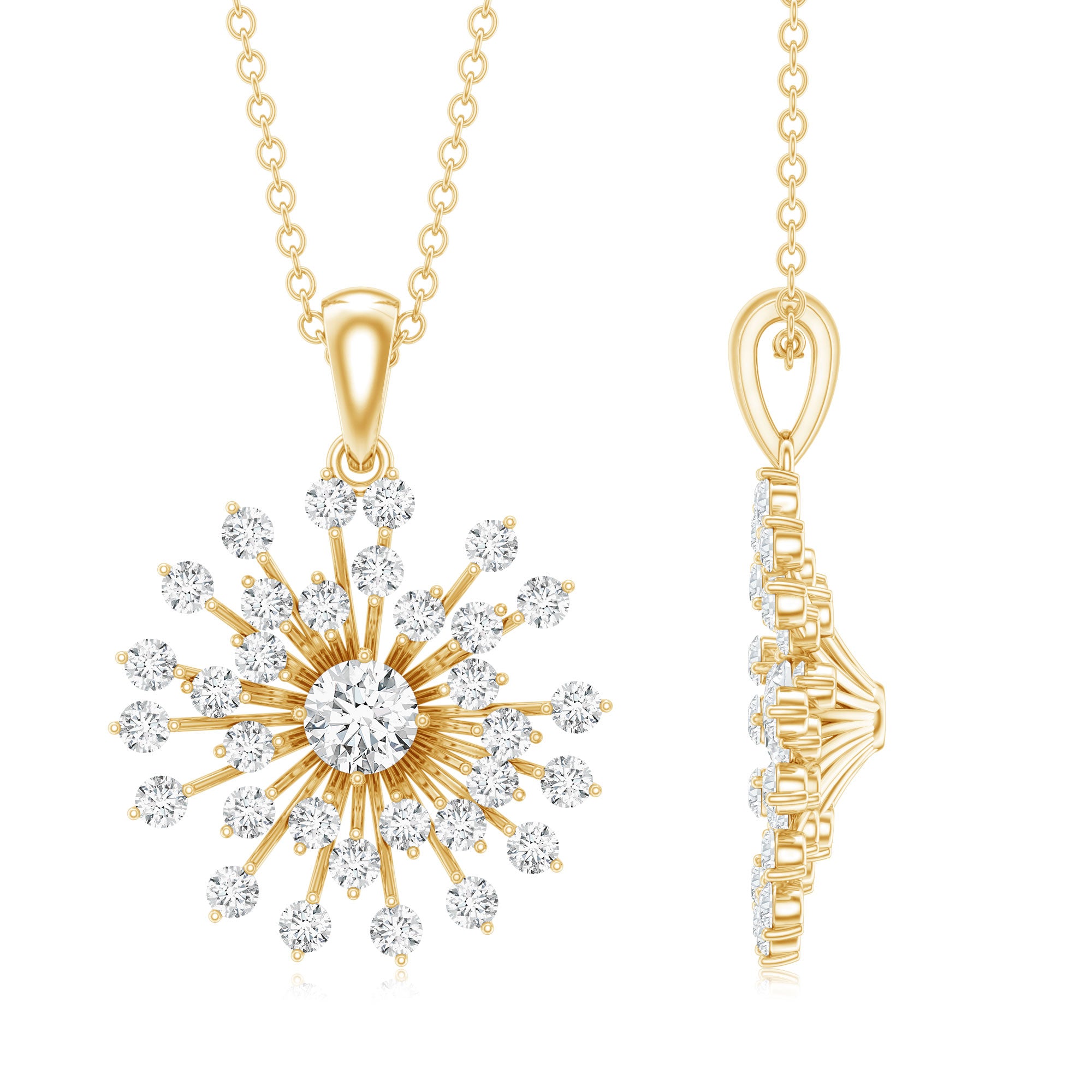 Certified Moissanite Sunburst Pendant for Women D-VS1 - Rosec Jewels